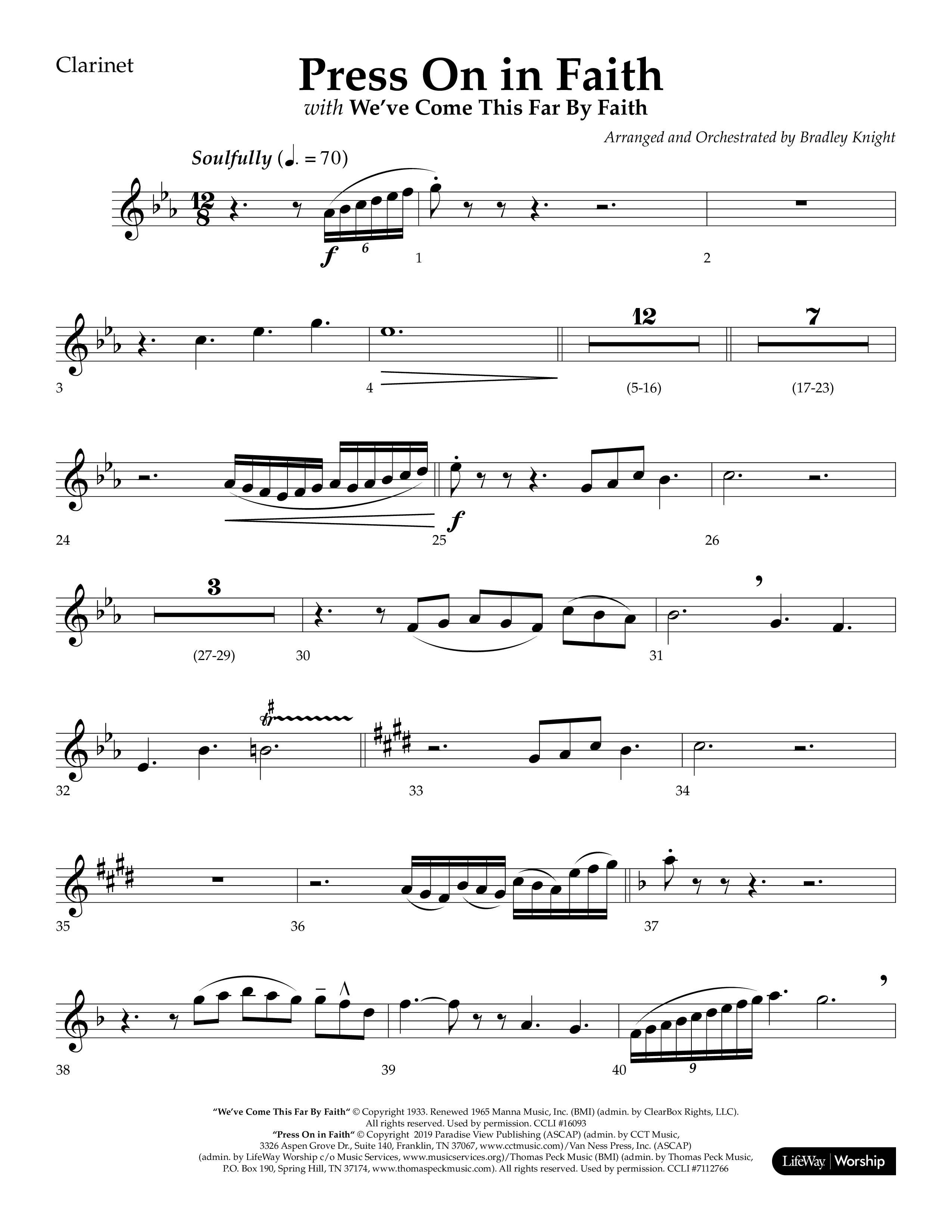 Press On In Faith with We’ve Come This Far By Faith Choral Anthem SATB Clarinet 1/2 (Lifeway Choral / Orch. Bradley Knight)