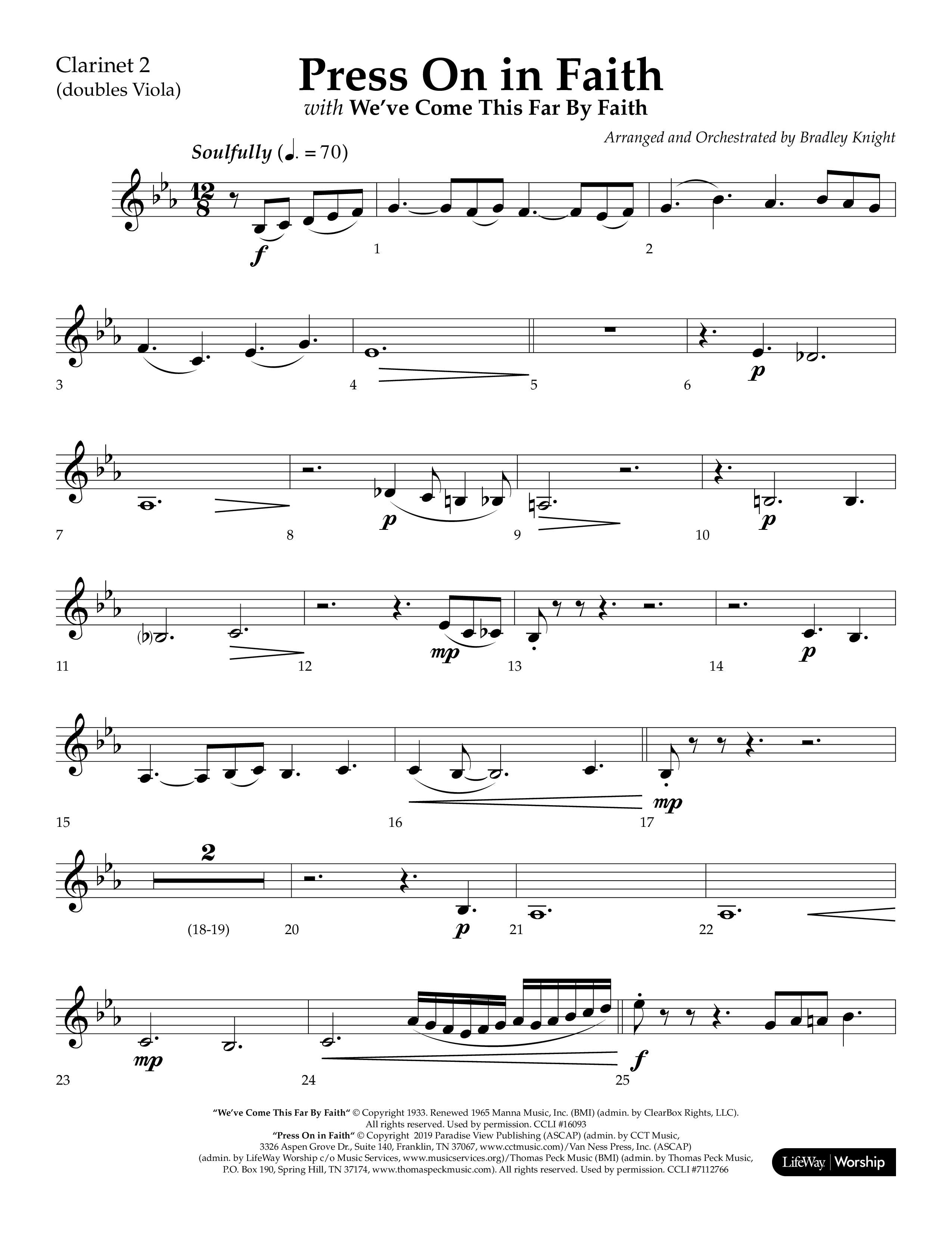 Press On In Faith with We’ve Come This Far By Faith Choral Anthem SATB Clarinet 1/2 (Lifeway Choral / Orch. Bradley Knight)