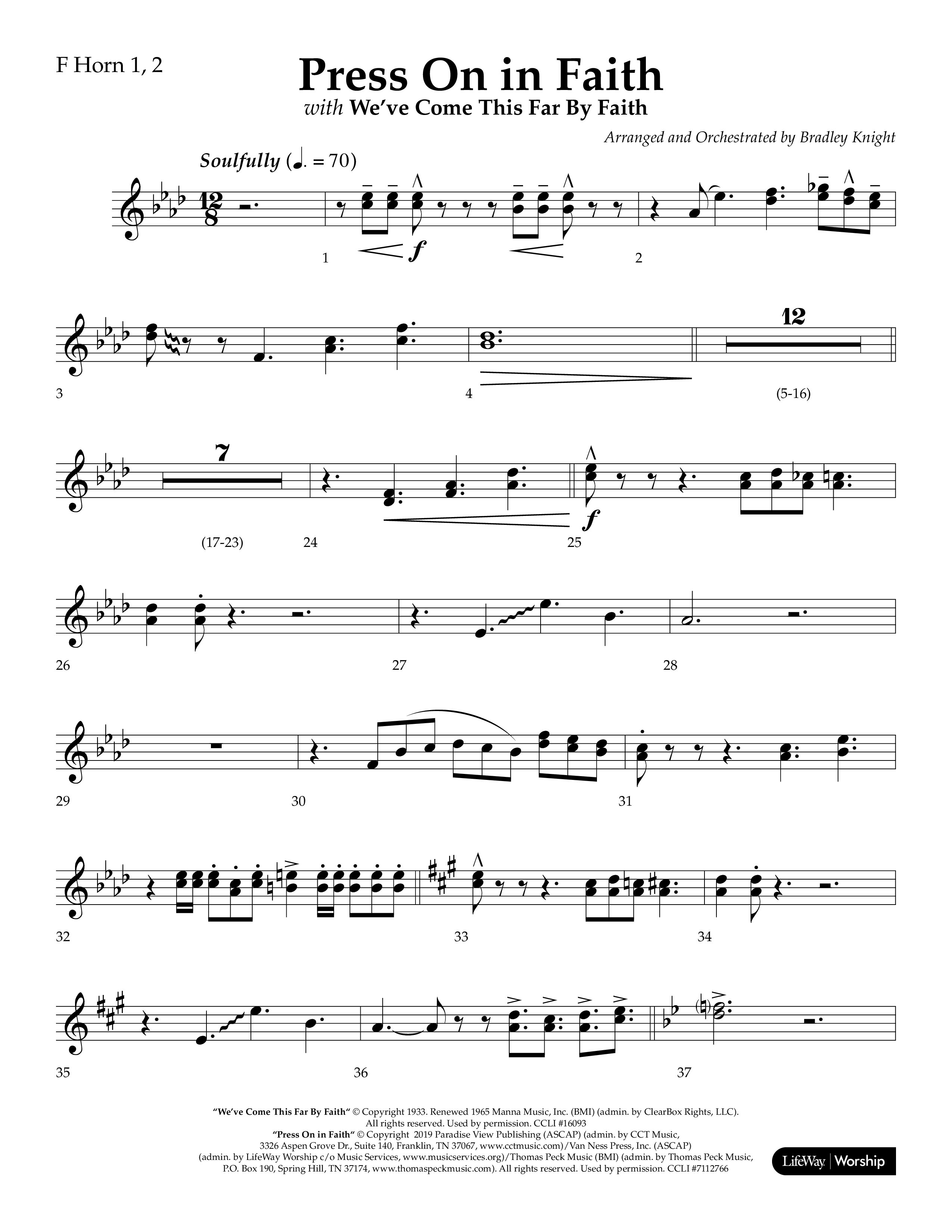 Press On In Faith with We’ve Come This Far By Faith Choral Anthem SATB French Horn 1/2 (Lifeway Choral / Orch. Bradley Knight)