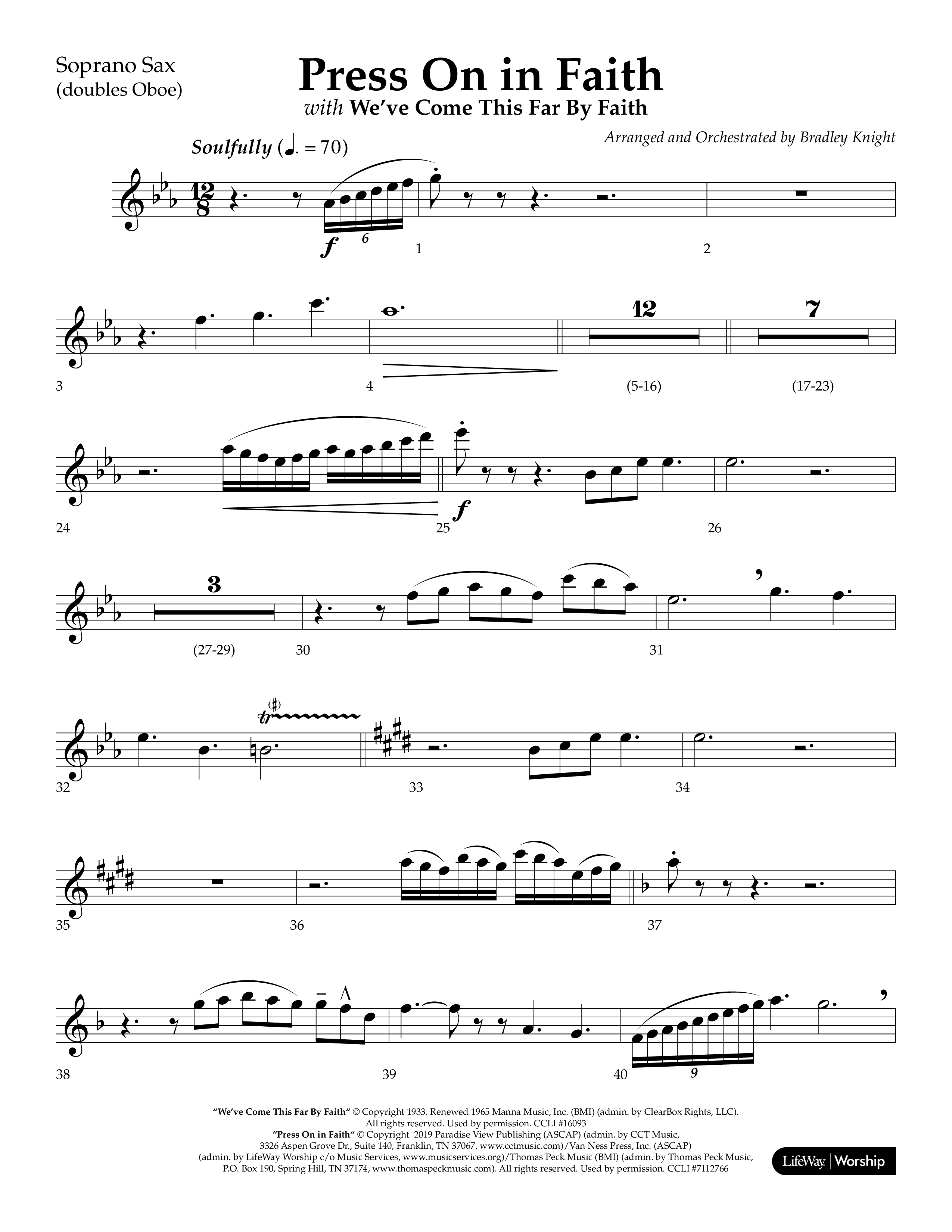 Press On In Faith with We’ve Come This Far By Faith Choral Anthem SATB Soprano Sax (Lifeway Choral / Orch. Bradley Knight)