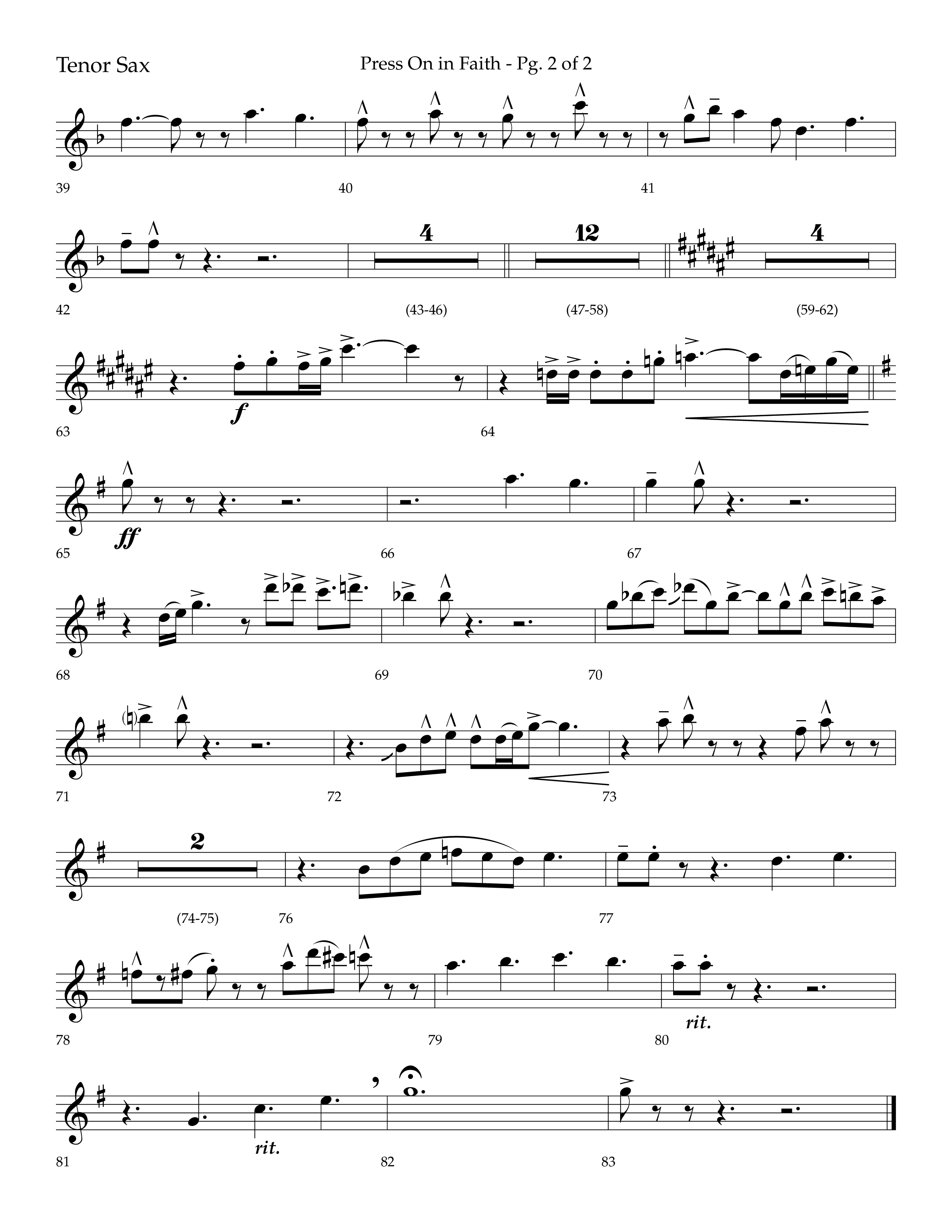 Press On In Faith with We’ve Come This Far By Faith Choral Anthem SATB Tenor Sax 1 (Lifeway Choral / Orch. Bradley Knight)