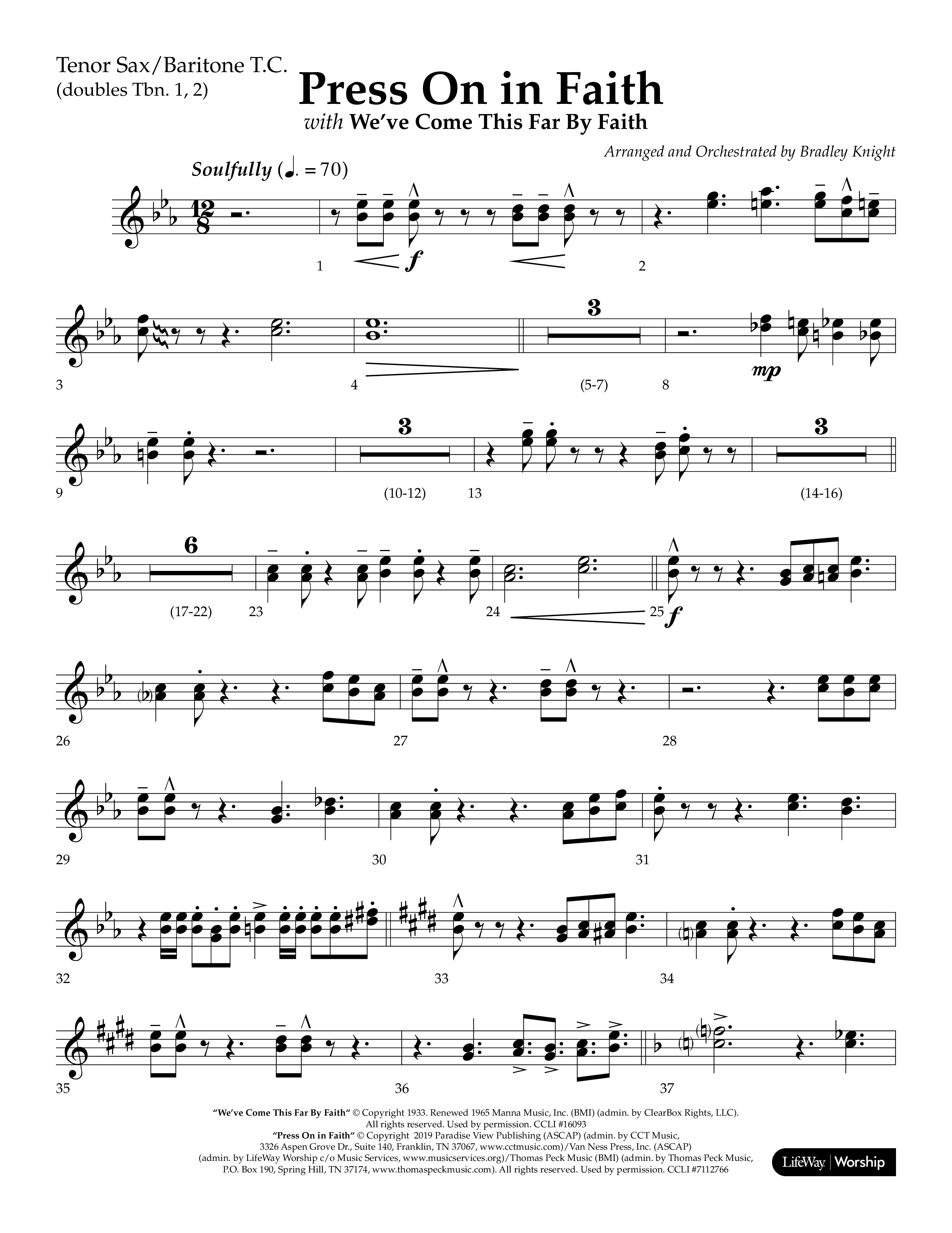 Press On In Faith with We’ve Come This Far By Faith Choral Anthem SATB Tenor Sax/Baritone T.C. (Lifeway Choral / Orch. Bradley Knight)