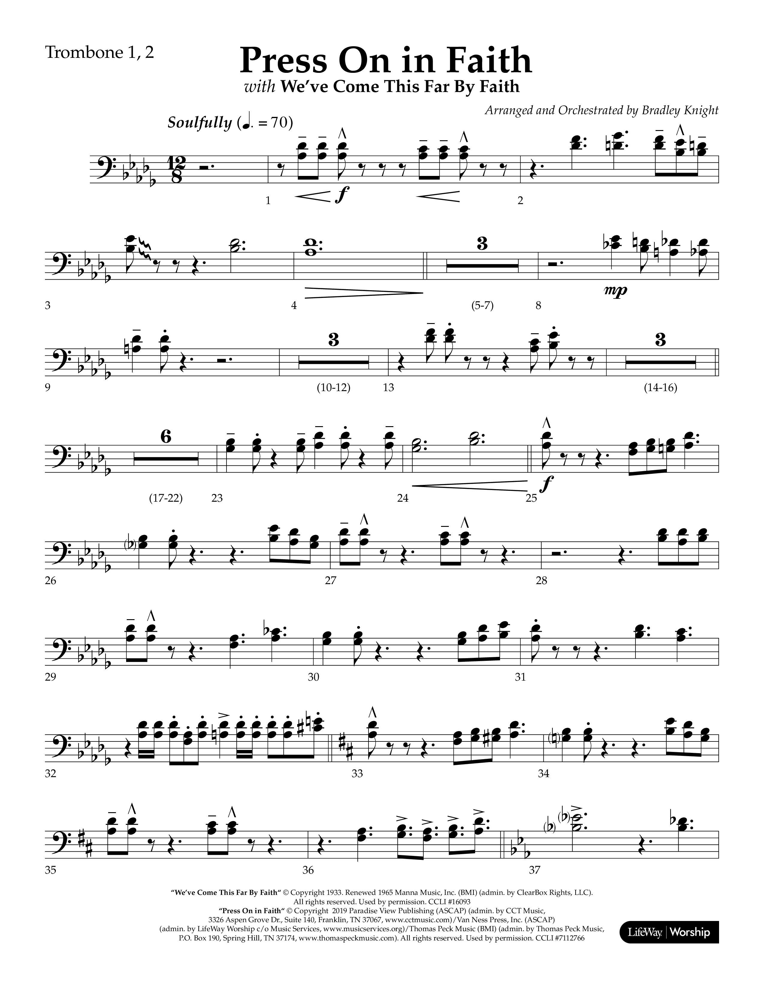 Press On In Faith with We’ve Come This Far By Faith Choral Anthem SATB Trombone 1/2 (Lifeway Choral / Orch. Bradley Knight)