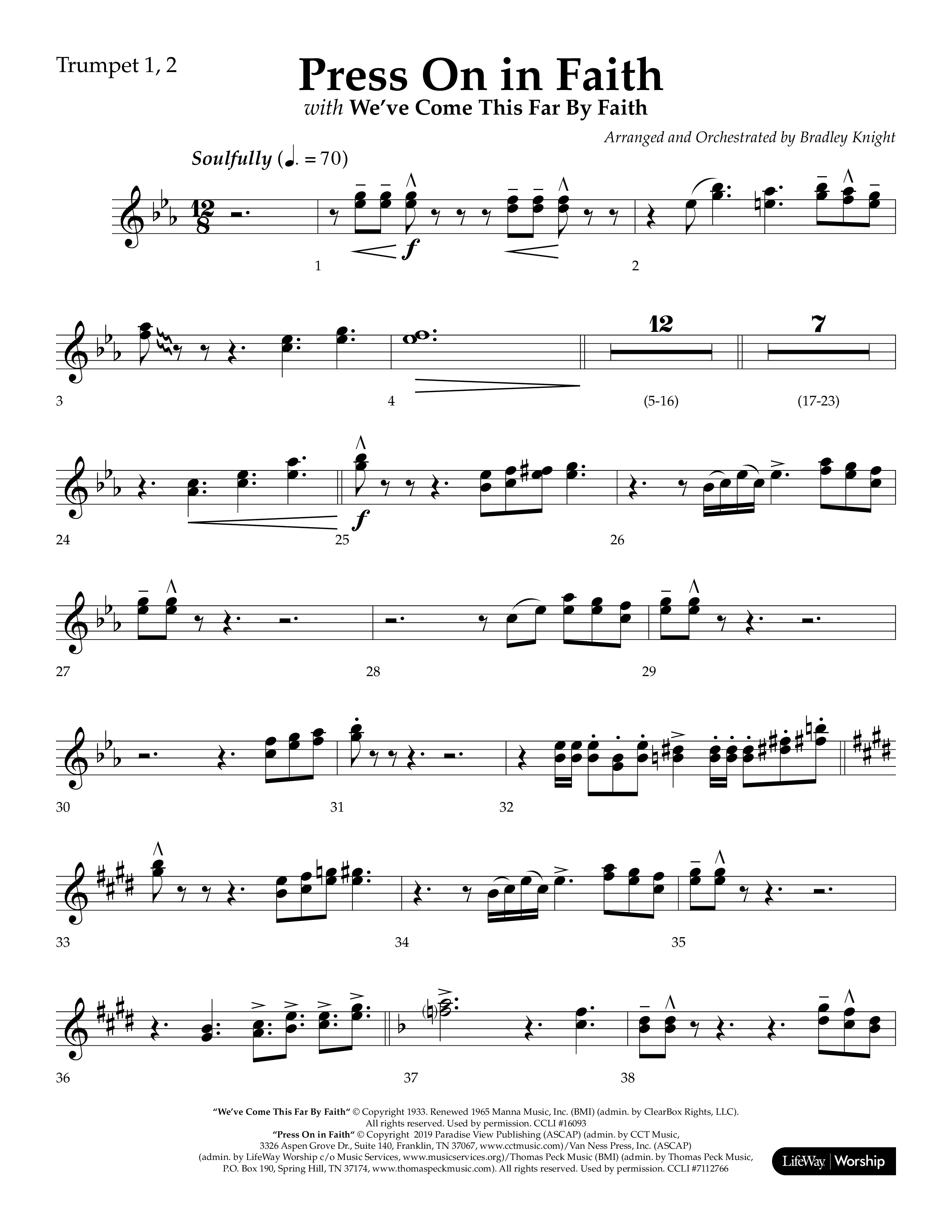 Press On In Faith with We’ve Come This Far By Faith Choral Anthem SATB Trumpet 1,2 (Lifeway Choral / Orch. Bradley Knight)