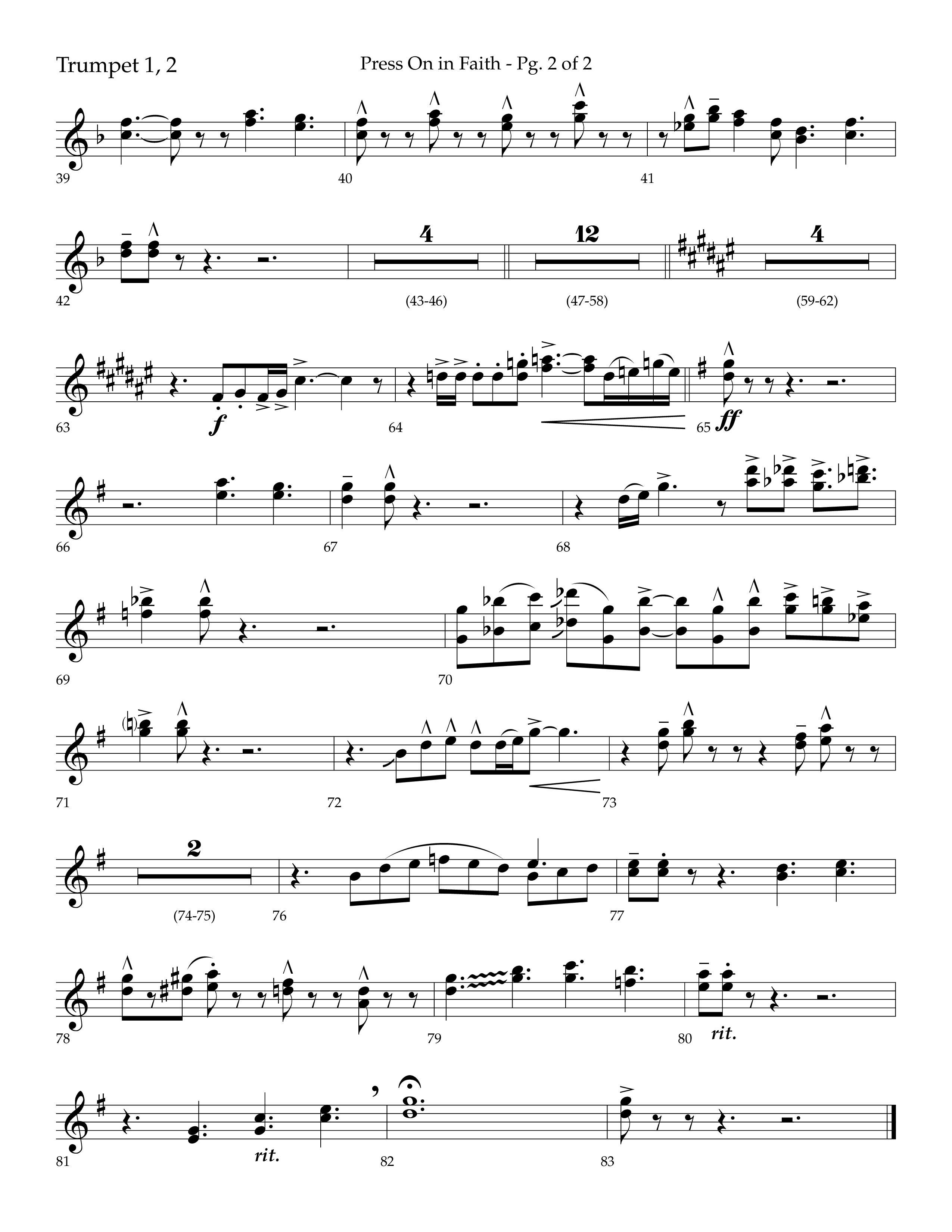 Press On In Faith with We’ve Come This Far By Faith Choral Anthem SATB Trumpet 1,2 (Lifeway Choral / Orch. Bradley Knight)