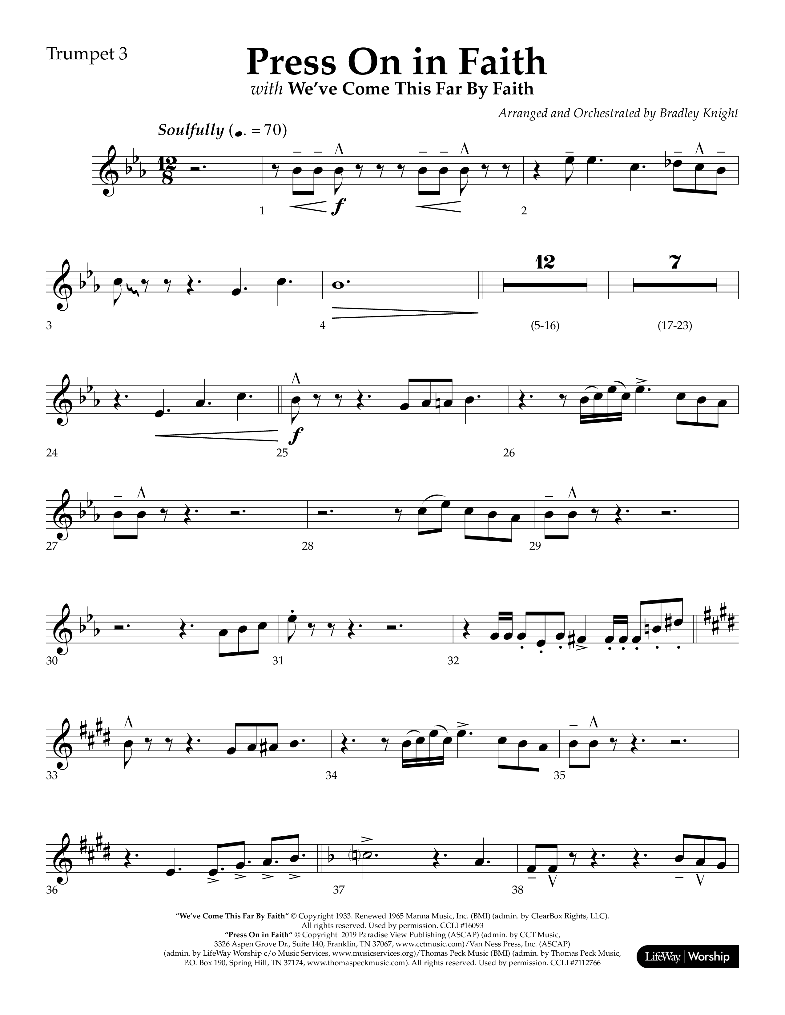 Press On In Faith with We’ve Come This Far By Faith Choral Anthem SATB Trumpet 3 (Lifeway Choral / Orch. Bradley Knight)
