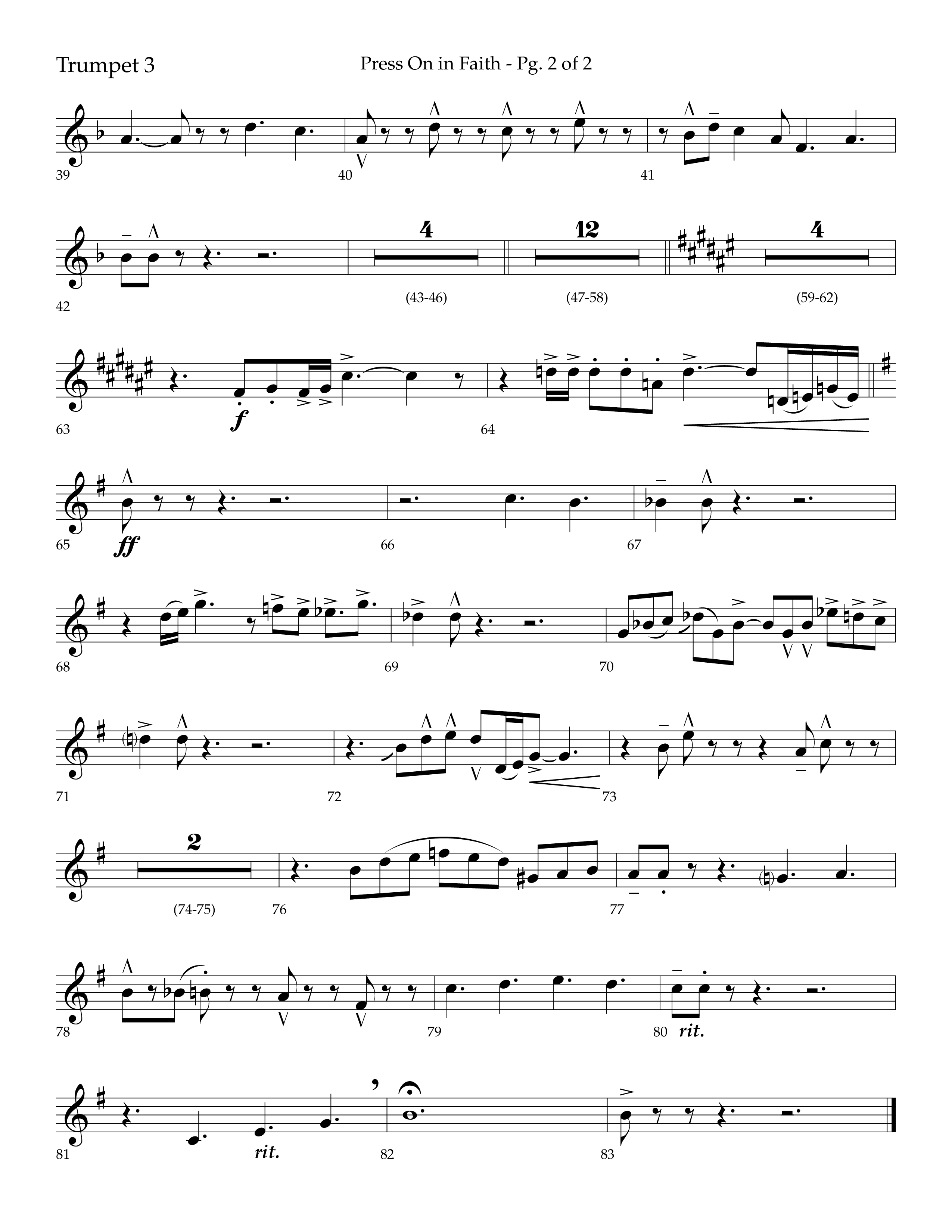 Press On In Faith with We’ve Come This Far By Faith Choral Anthem SATB Trumpet 3 (Lifeway Choral / Orch. Bradley Knight)