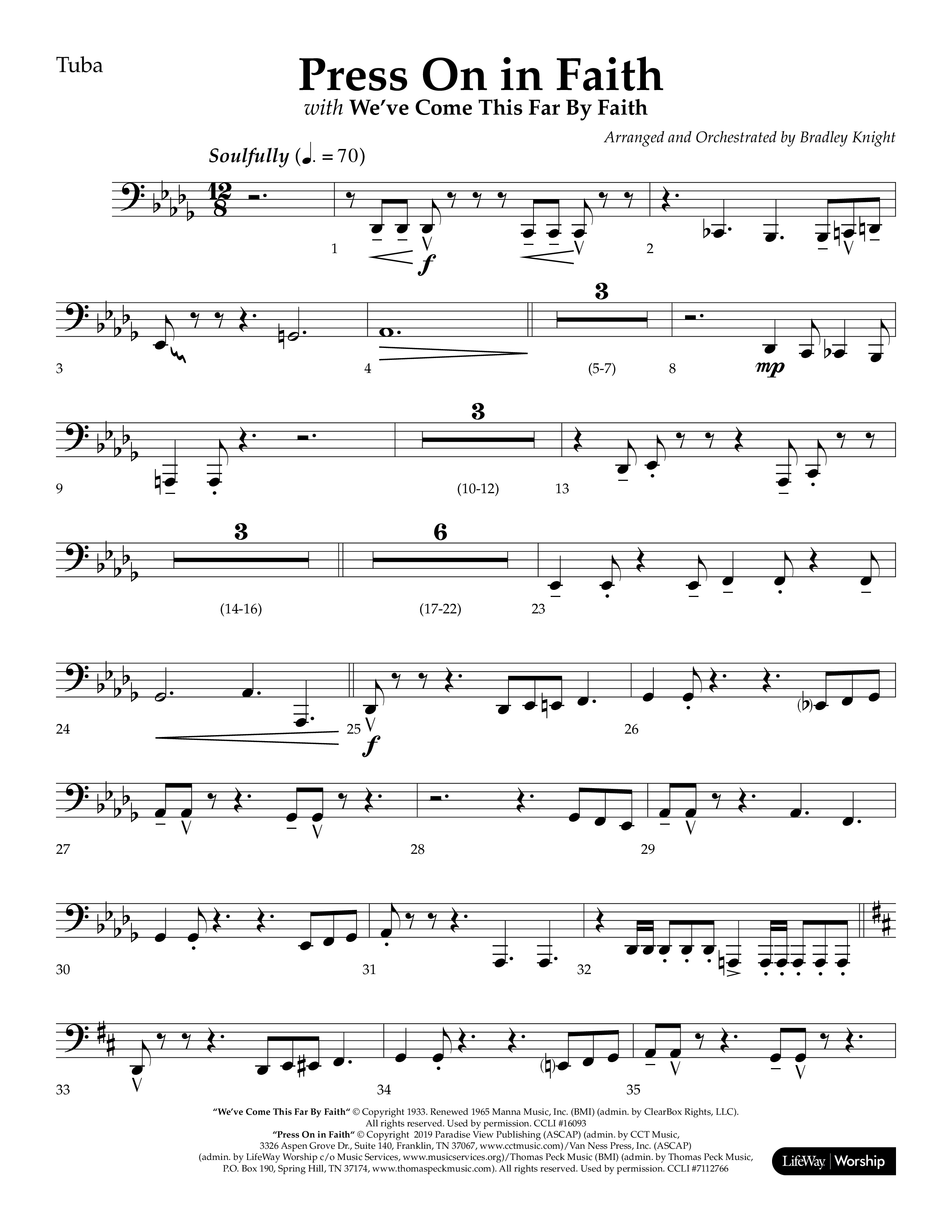 Press On In Faith with We’ve Come This Far By Faith Choral Anthem SATB Tuba (Lifeway Choral / Orch. Bradley Knight)