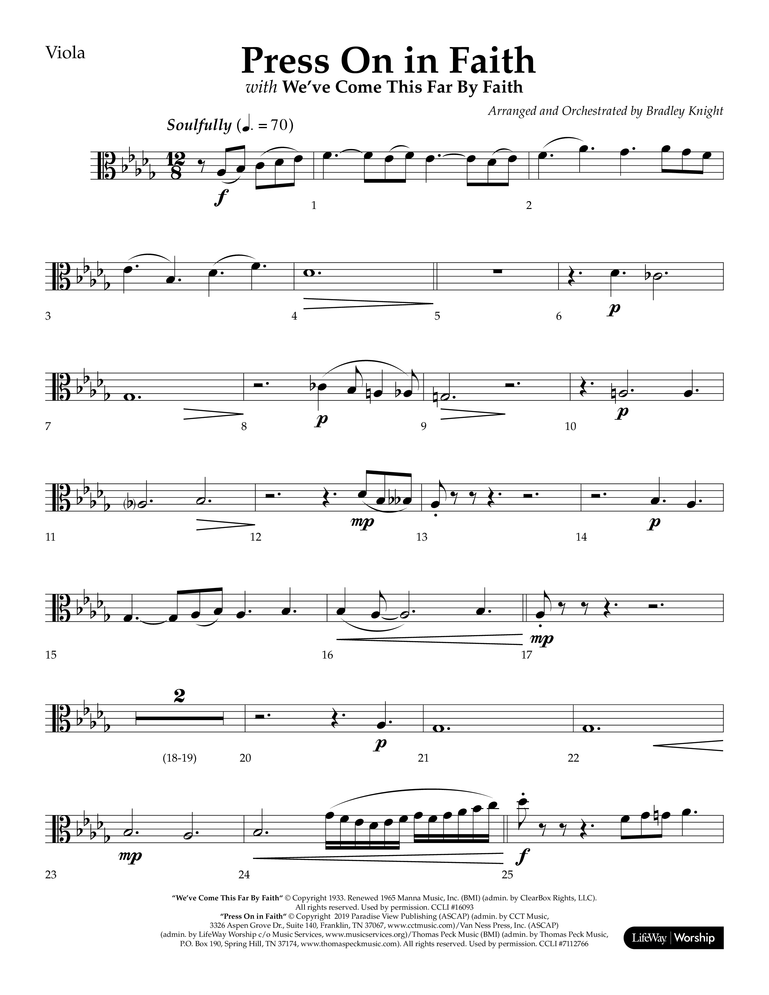Press On In Faith with We’ve Come This Far By Faith Choral Anthem SATB Viola (Lifeway Choral / Orch. Bradley Knight)