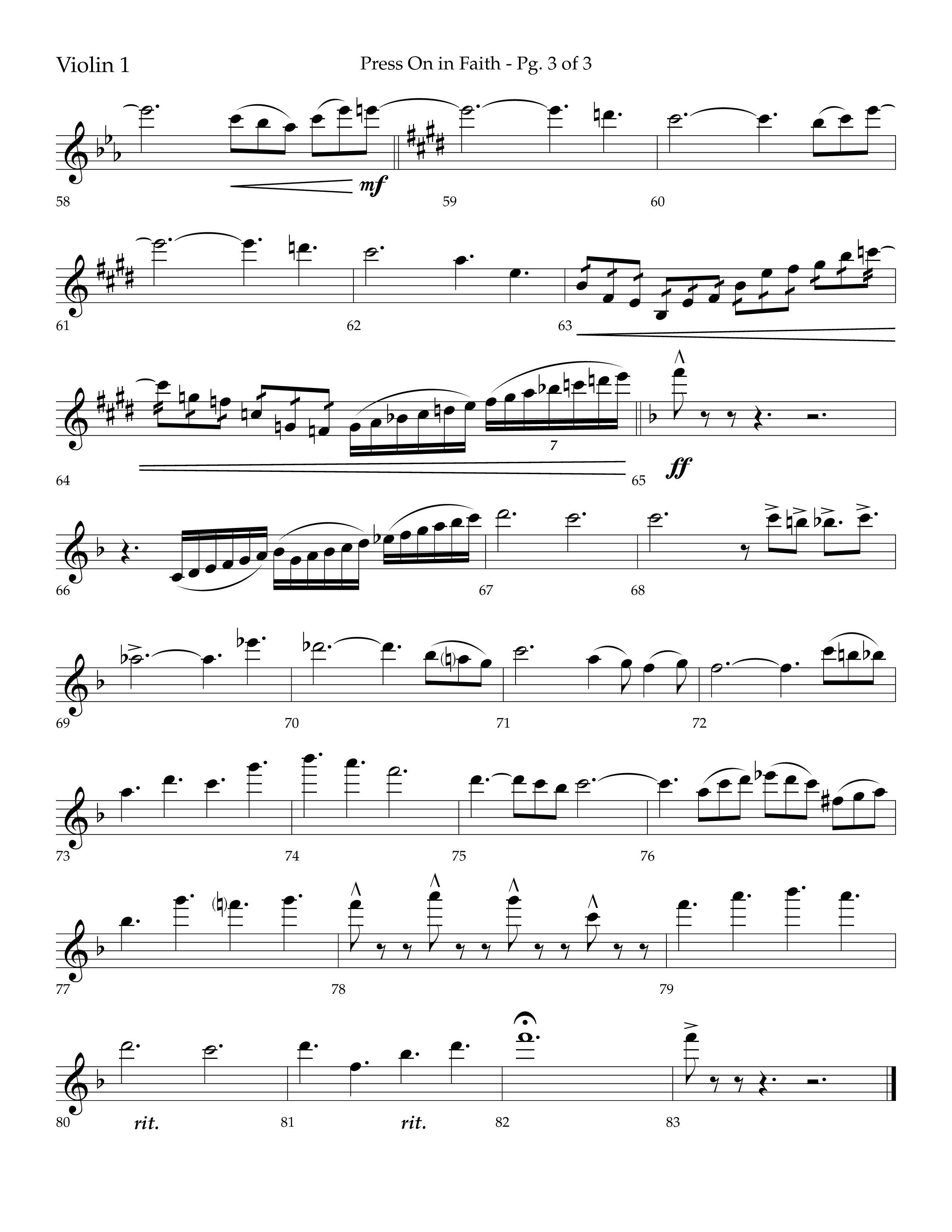 Press On In Faith with We’ve Come This Far By Faith Choral Anthem SATB Violin 1 (Lifeway Choral / Orch. Bradley Knight)