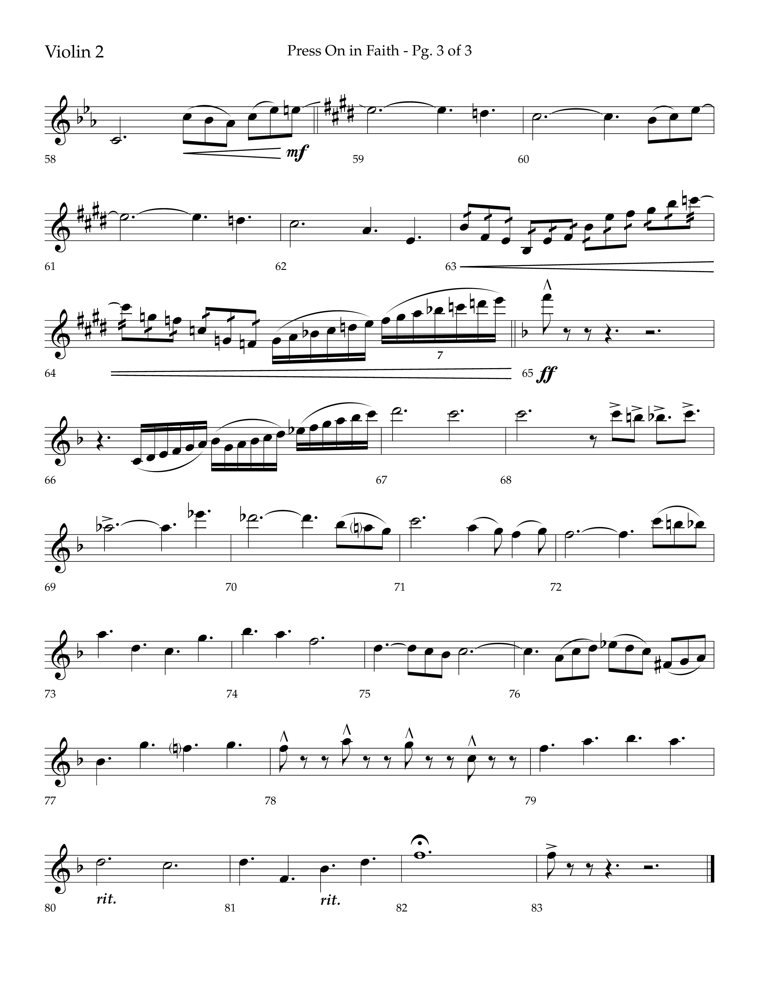 Press On In Faith with We’ve Come This Far By Faith Choral Anthem SATB Violin 2 (Lifeway Choral / Orch. Bradley Knight)