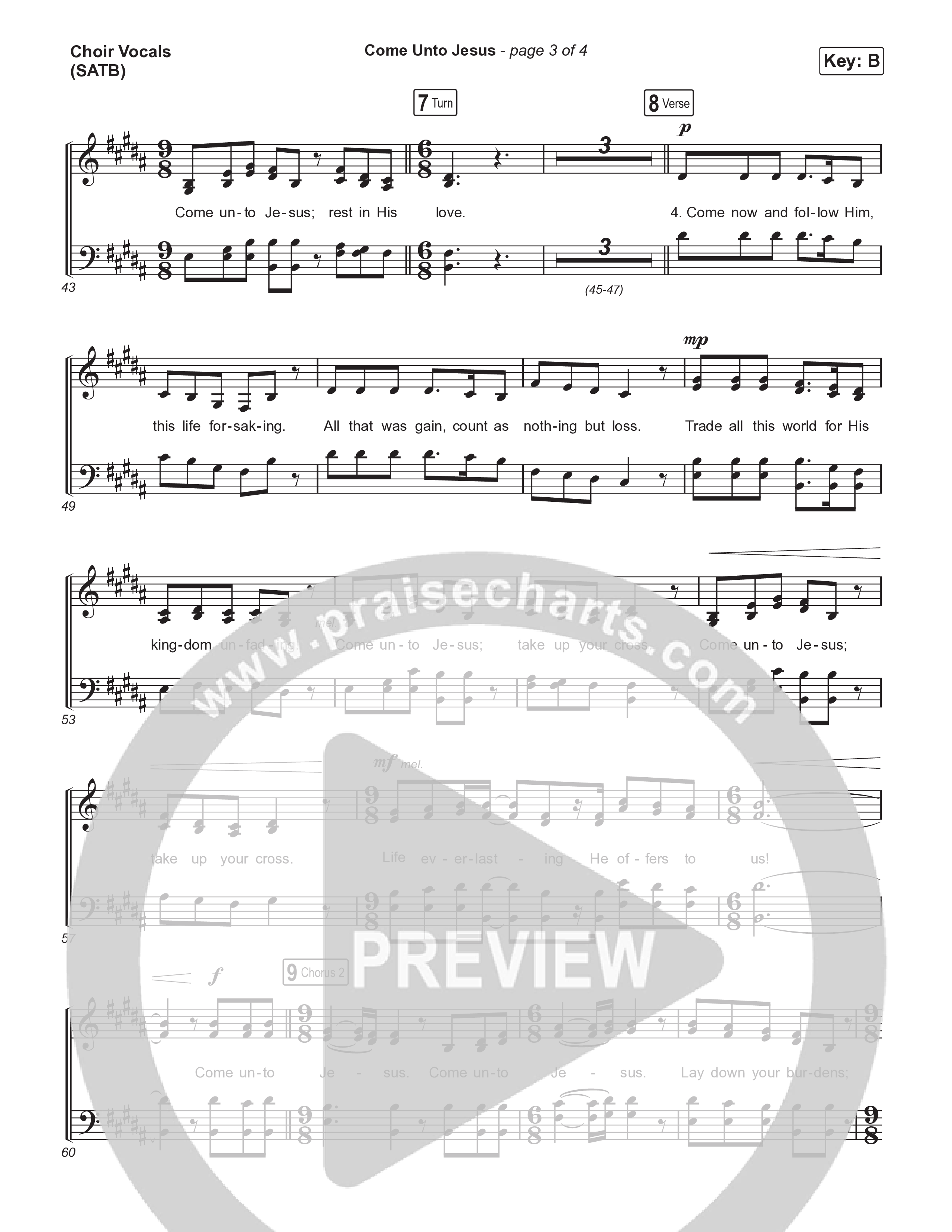 Come Unto Jesus (Choral Anthem SATB) Choir Sheet (SATB) (Keith & Kristyn Getty / Laura Story / Jordan Kauflin / Arr. Luke Gambill)