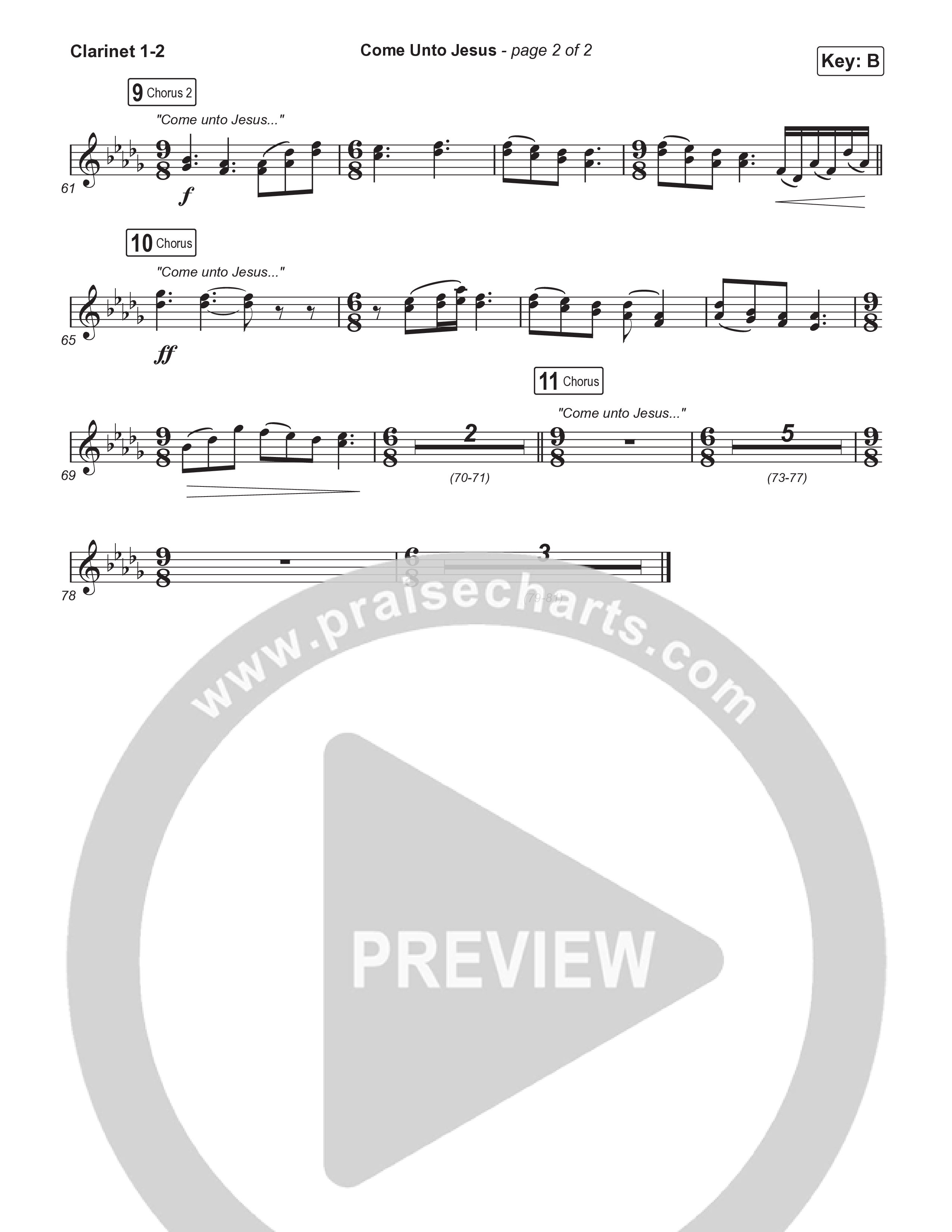 Come Unto Jesus (Choral Anthem SATB) Clarinet 1/2 (Keith & Kristyn Getty / Laura Story / Jordan Kauflin / Arr. Luke Gambill)