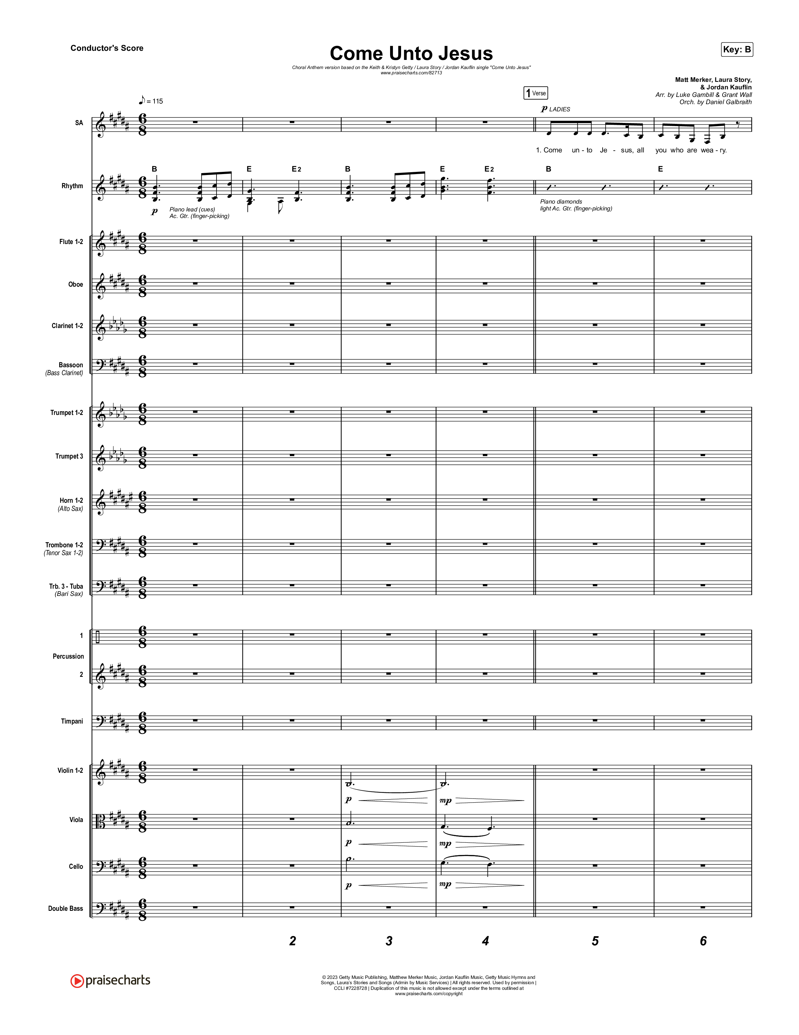 Come Unto Jesus (Choral Anthem SATB) Orchestration (Keith & Kristyn Getty / Laura Story / Jordan Kauflin / Arr. Luke Gambill)