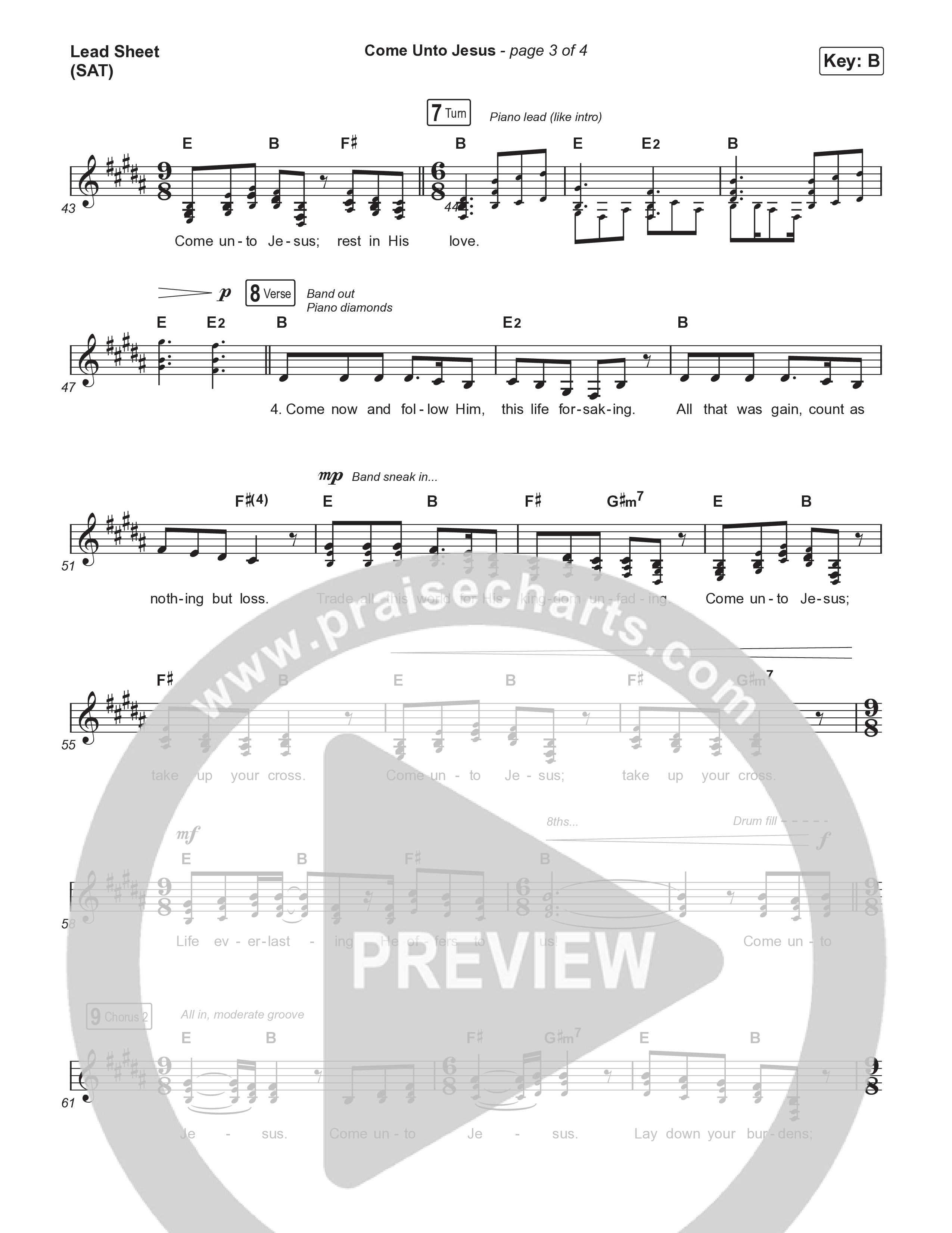 Come Unto Jesus (Choral Anthem SATB) Lead Sheet (SAT) (Keith & Kristyn Getty / Laura Story / Jordan Kauflin / Arr. Luke Gambill)