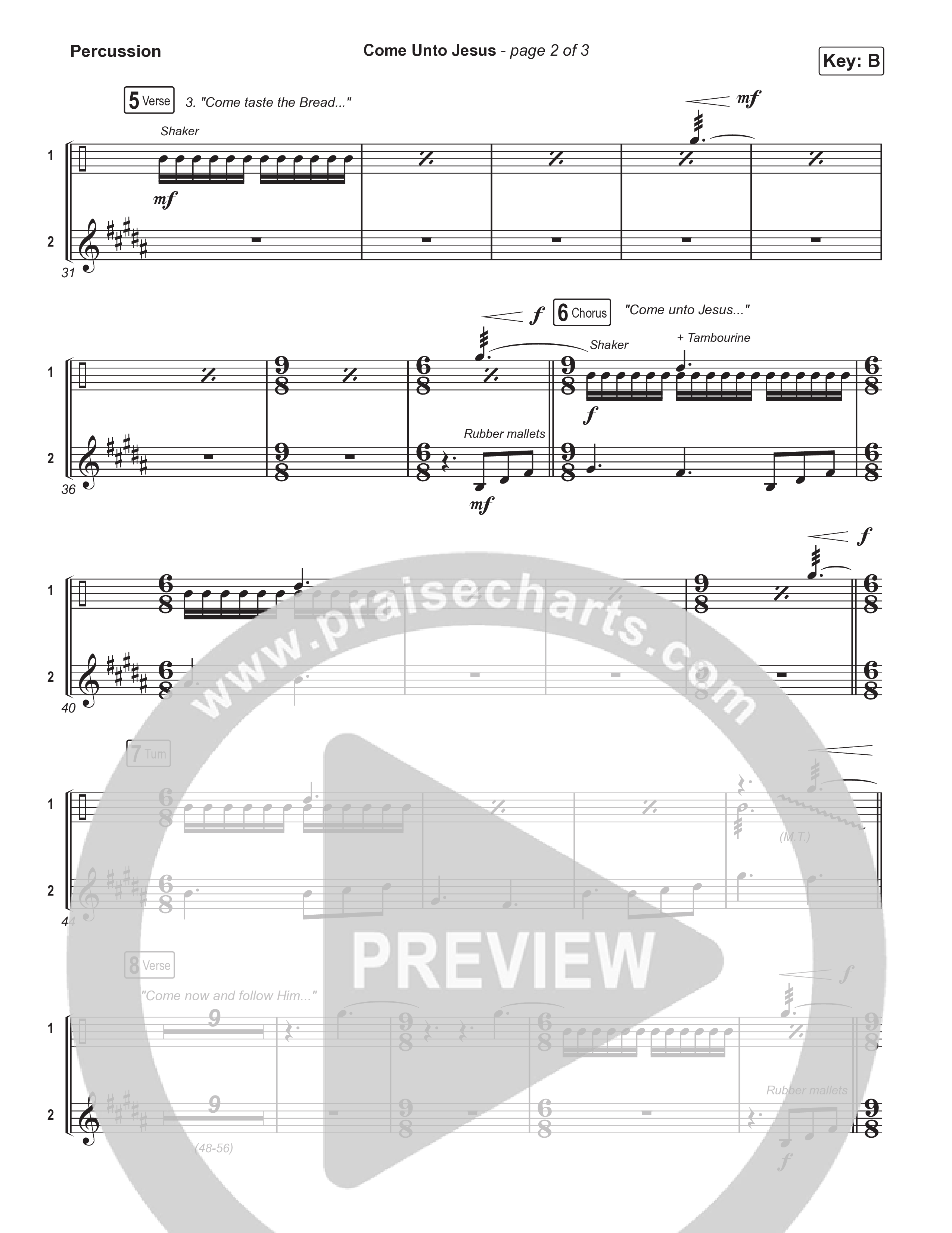 Come Unto Jesus (Choral Anthem SATB) Percussion (Keith & Kristyn Getty / Laura Story / Jordan Kauflin / Arr. Luke Gambill)