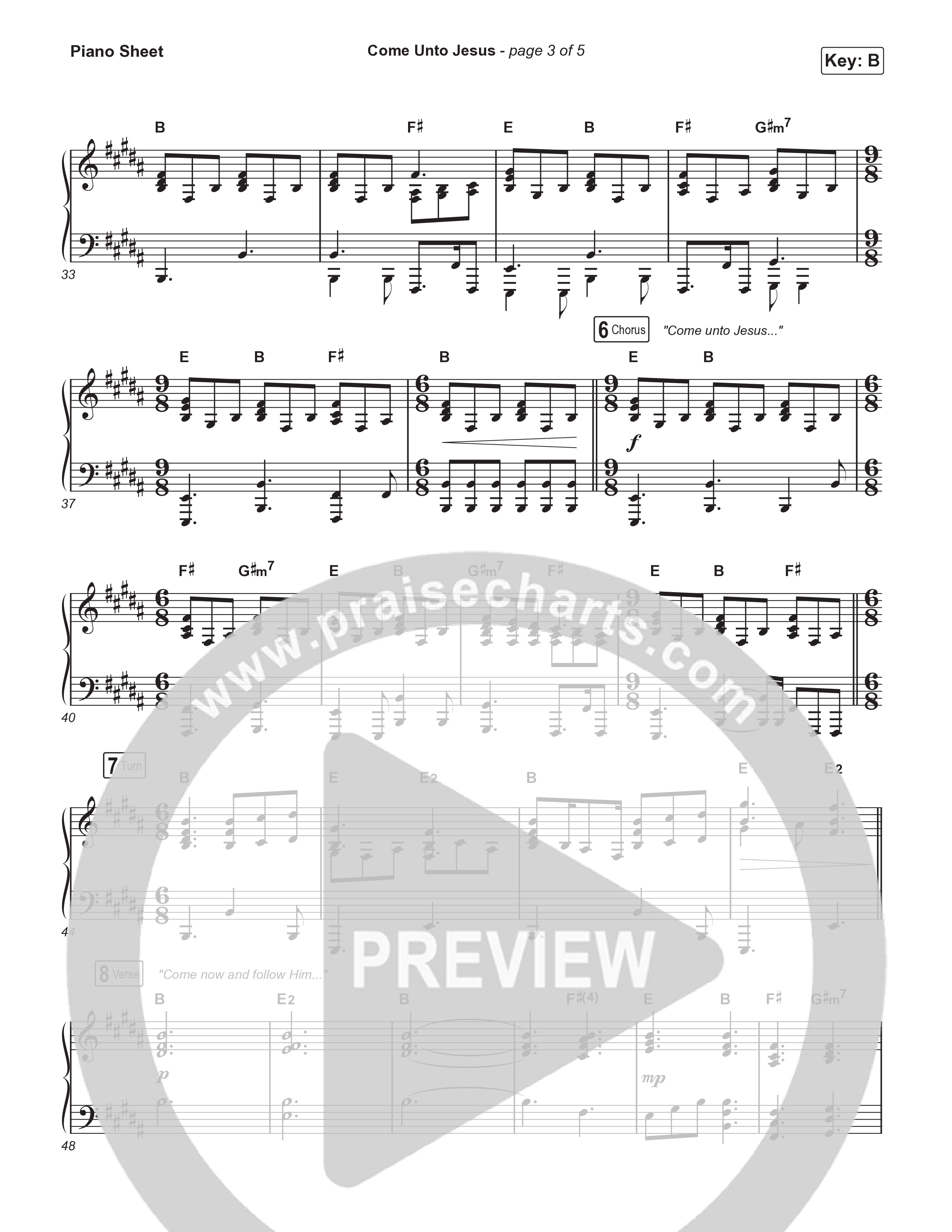 Come Unto Jesus (Choral Anthem SATB) Piano Sheet (Keith & Kristyn Getty / Laura Story / Jordan Kauflin / Arr. Luke Gambill)