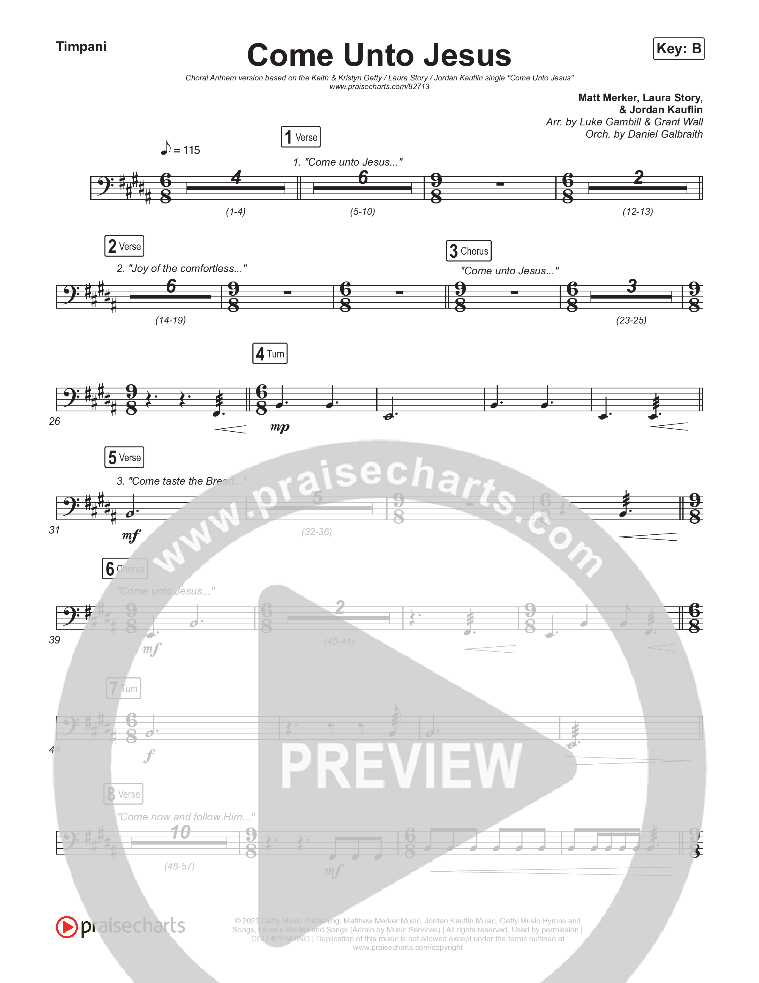 Come Unto Jesus (Choral Anthem SATB) Timpani (Keith & Kristyn Getty / Laura Story / Jordan Kauflin / Arr. Luke Gambill)