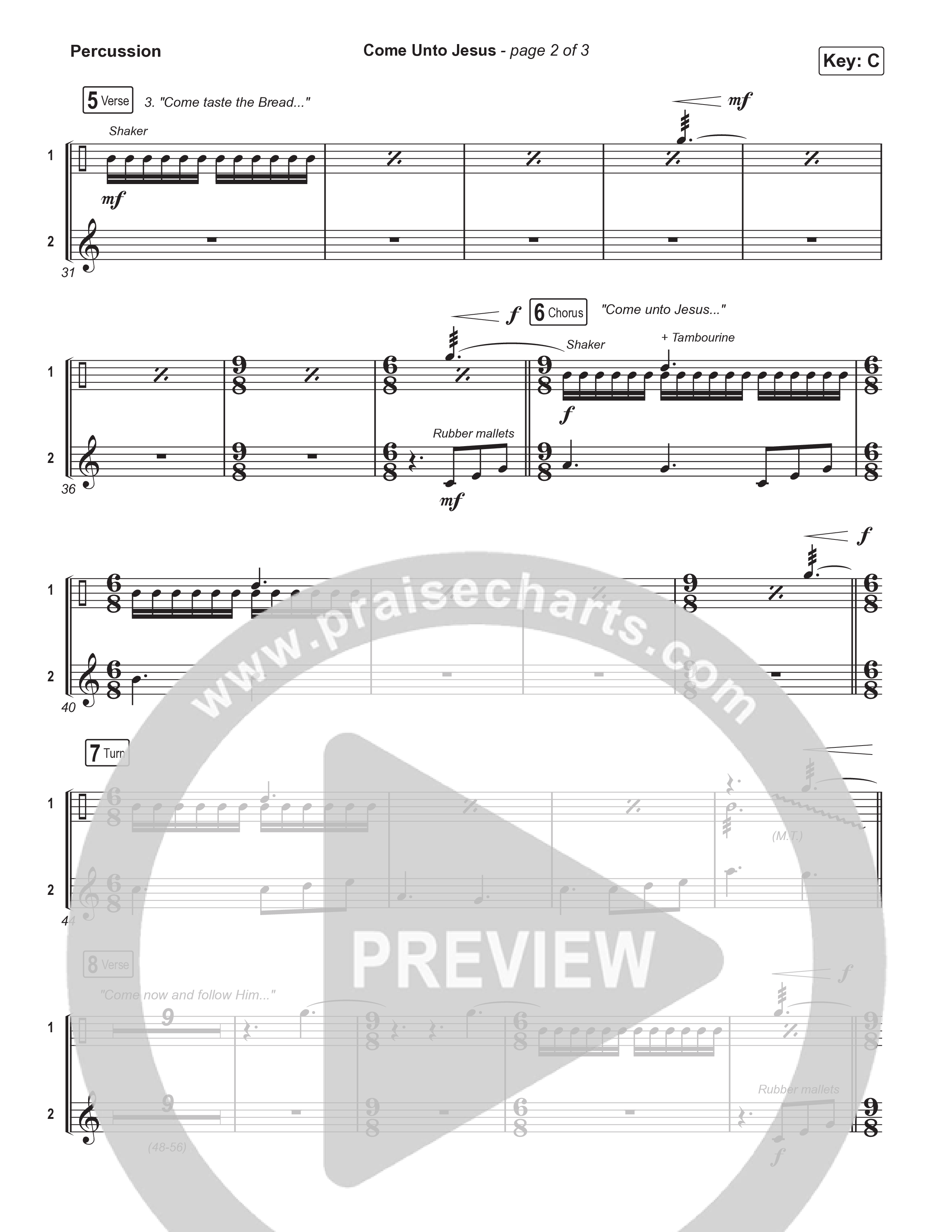 Come Unto Jesus (Worship Choir/SAB) Percussion (Keith & Kristyn Getty / Laura Story / Jordan Kauflin / Arr. Luke Gambill)