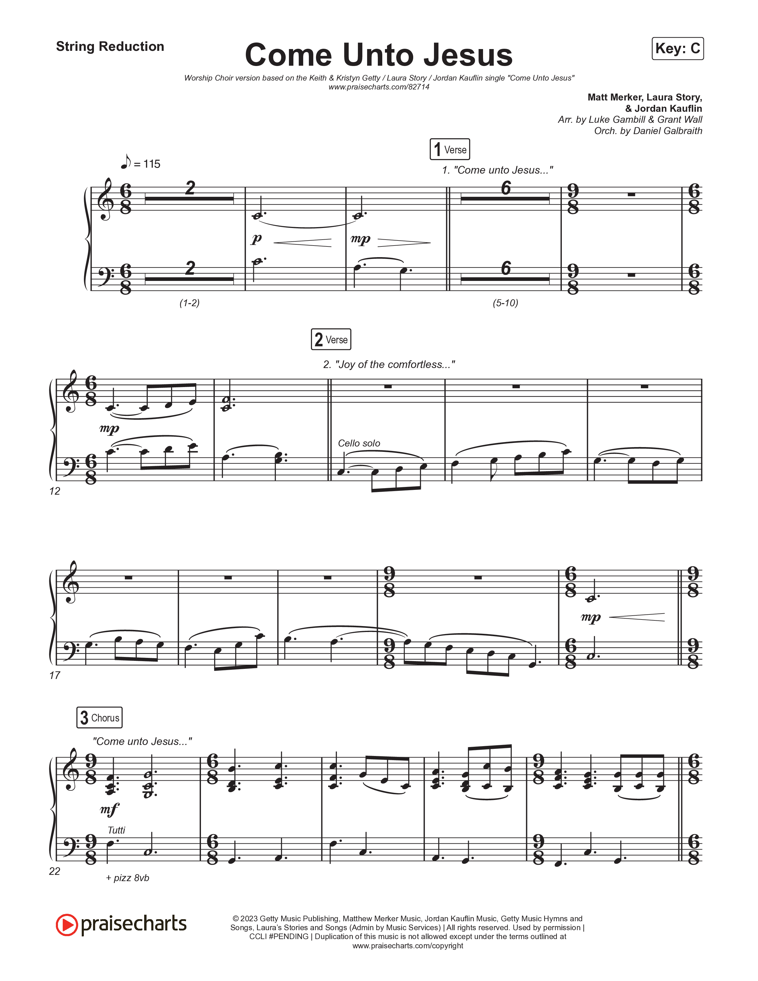 Come Unto Jesus (Worship Choir/SAB) String Reduction (Keith & Kristyn Getty / Laura Story / Jordan Kauflin / Arr. Luke Gambill)