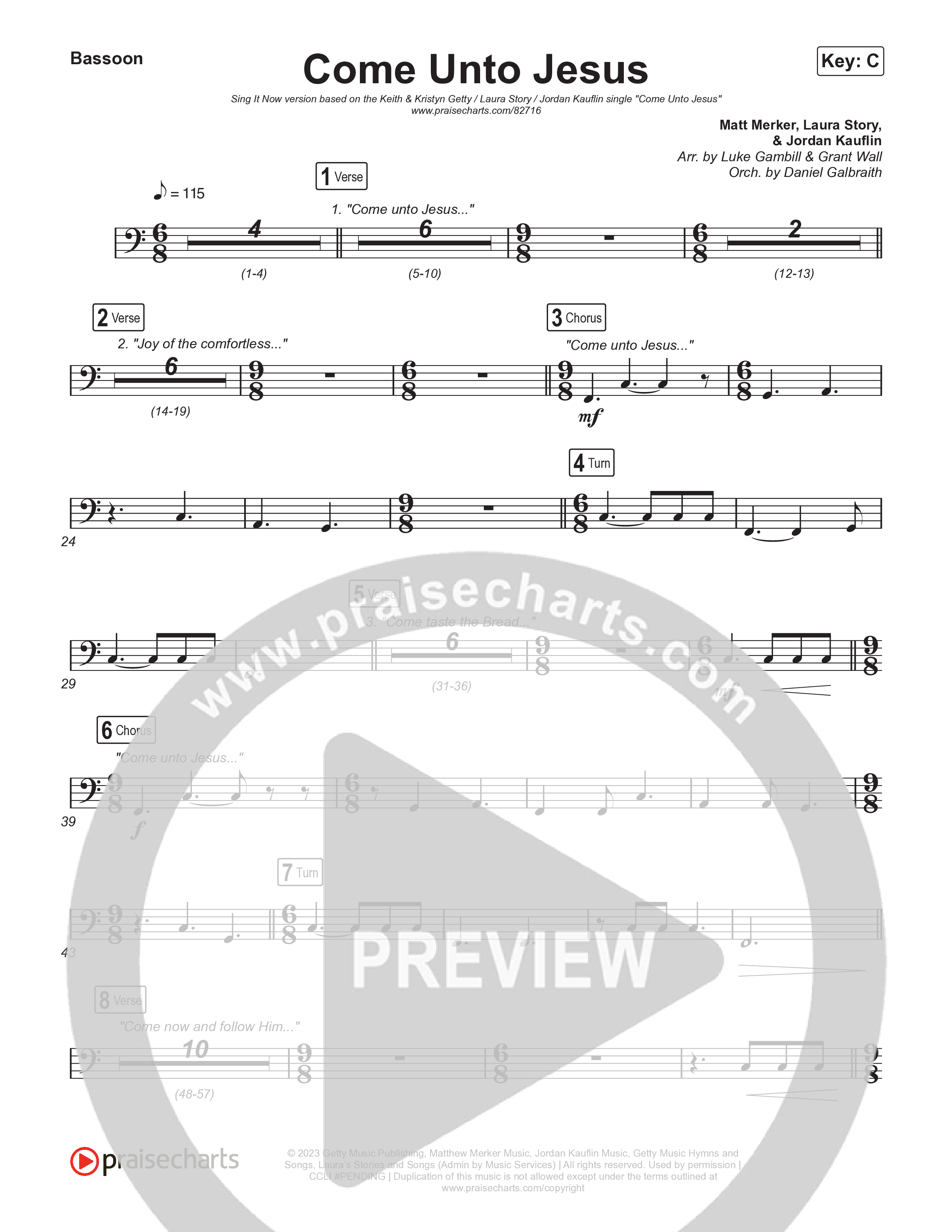 Come Unto Jesus (Sing It Now) Bassoon (Keith & Kristyn Getty / Laura Story / Jordan Kauflin / Arr. Luke Gambill)
