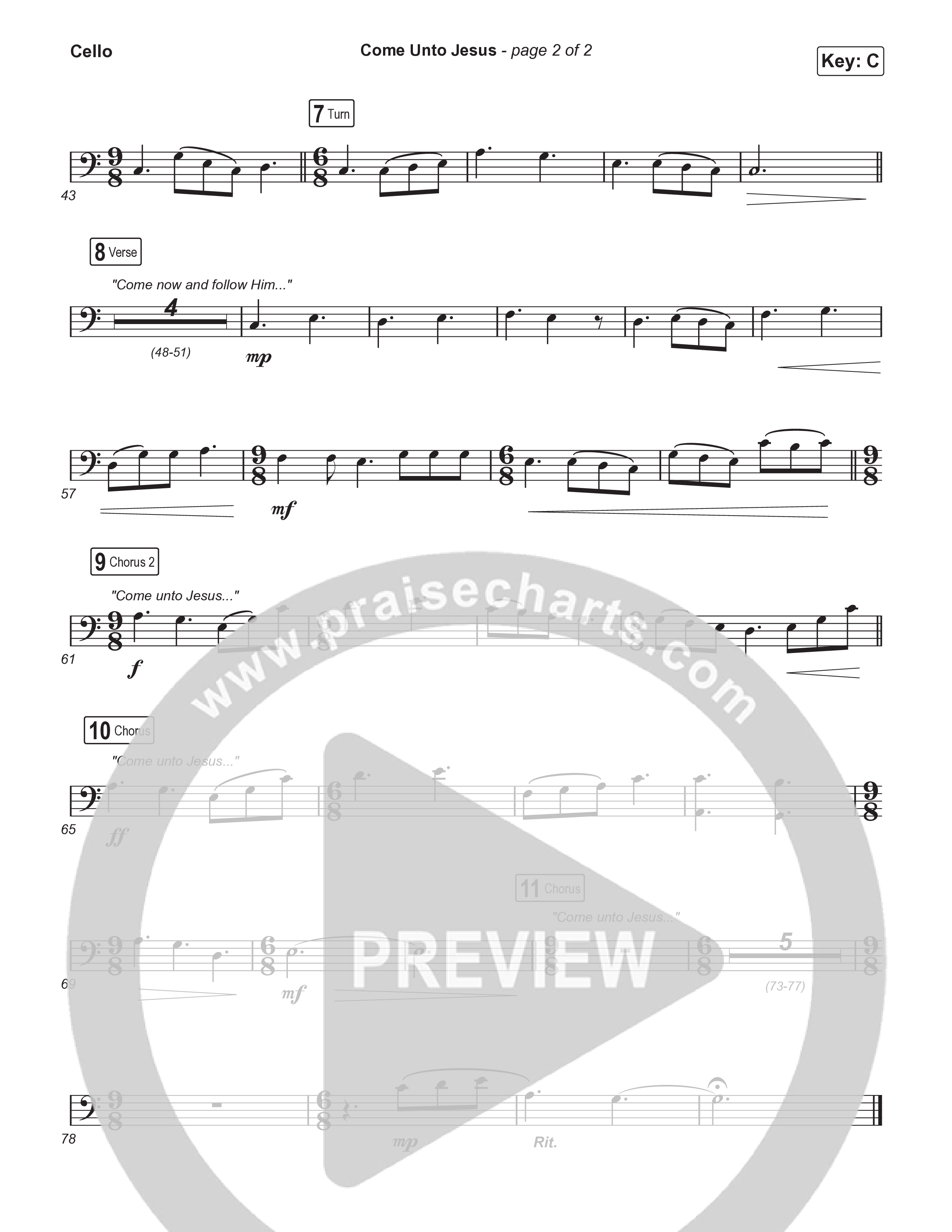 Come Unto Jesus (Sing It Now) Cello (Keith & Kristyn Getty / Laura Story / Jordan Kauflin / Arr. Luke Gambill)