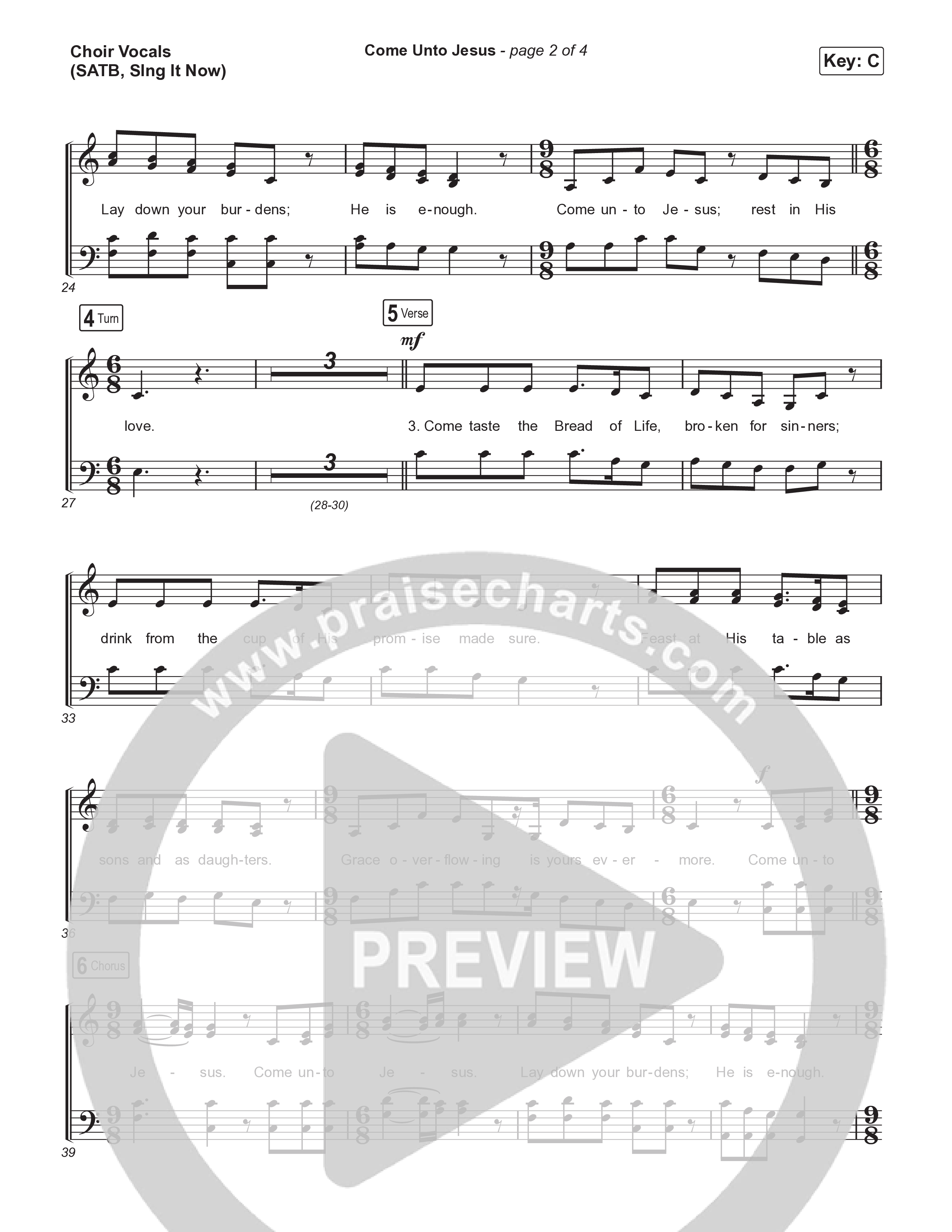 Come Unto Jesus (Sing It Now) Choir Sheet (SATB) (Keith & Kristyn Getty / Laura Story / Jordan Kauflin / Arr. Luke Gambill)