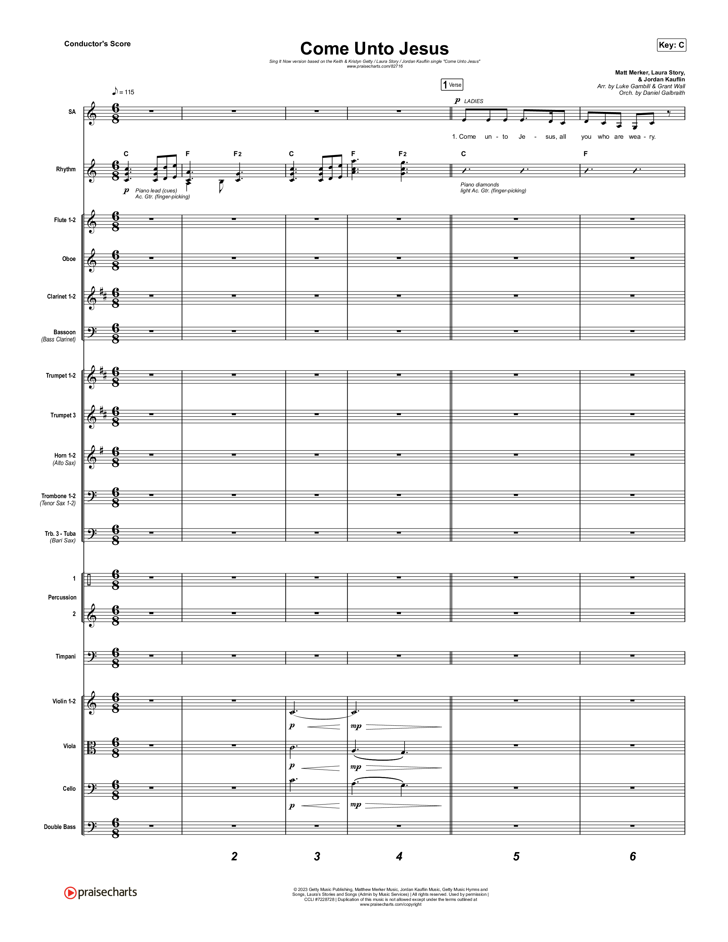 Come Unto Jesus (Sing It Now) Orchestration (Keith & Kristyn Getty / Laura Story / Jordan Kauflin / Arr. Luke Gambill)