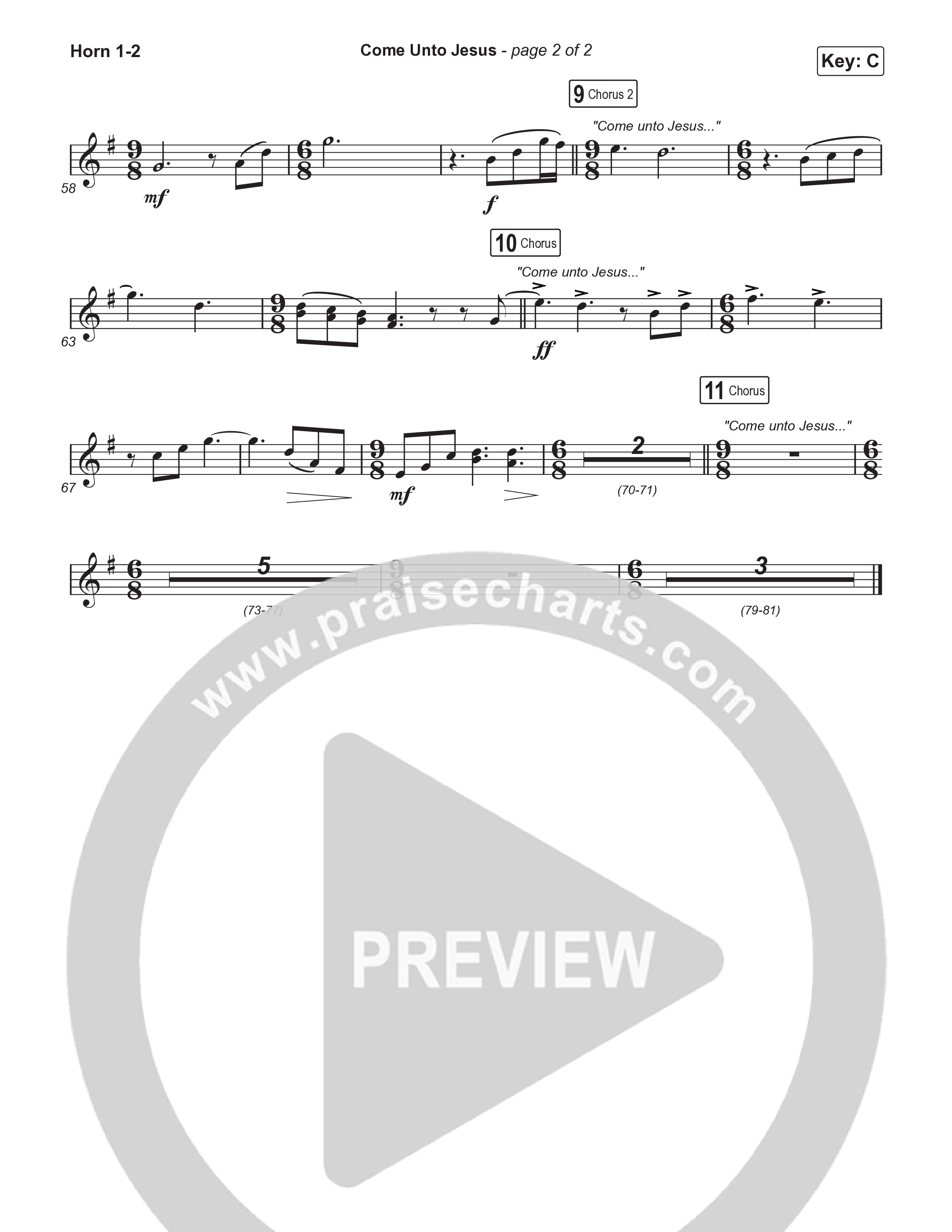 Come Unto Jesus (Sing It Now) French Horn 1/2 (Keith & Kristyn Getty / Laura Story / Jordan Kauflin / Arr. Luke Gambill)