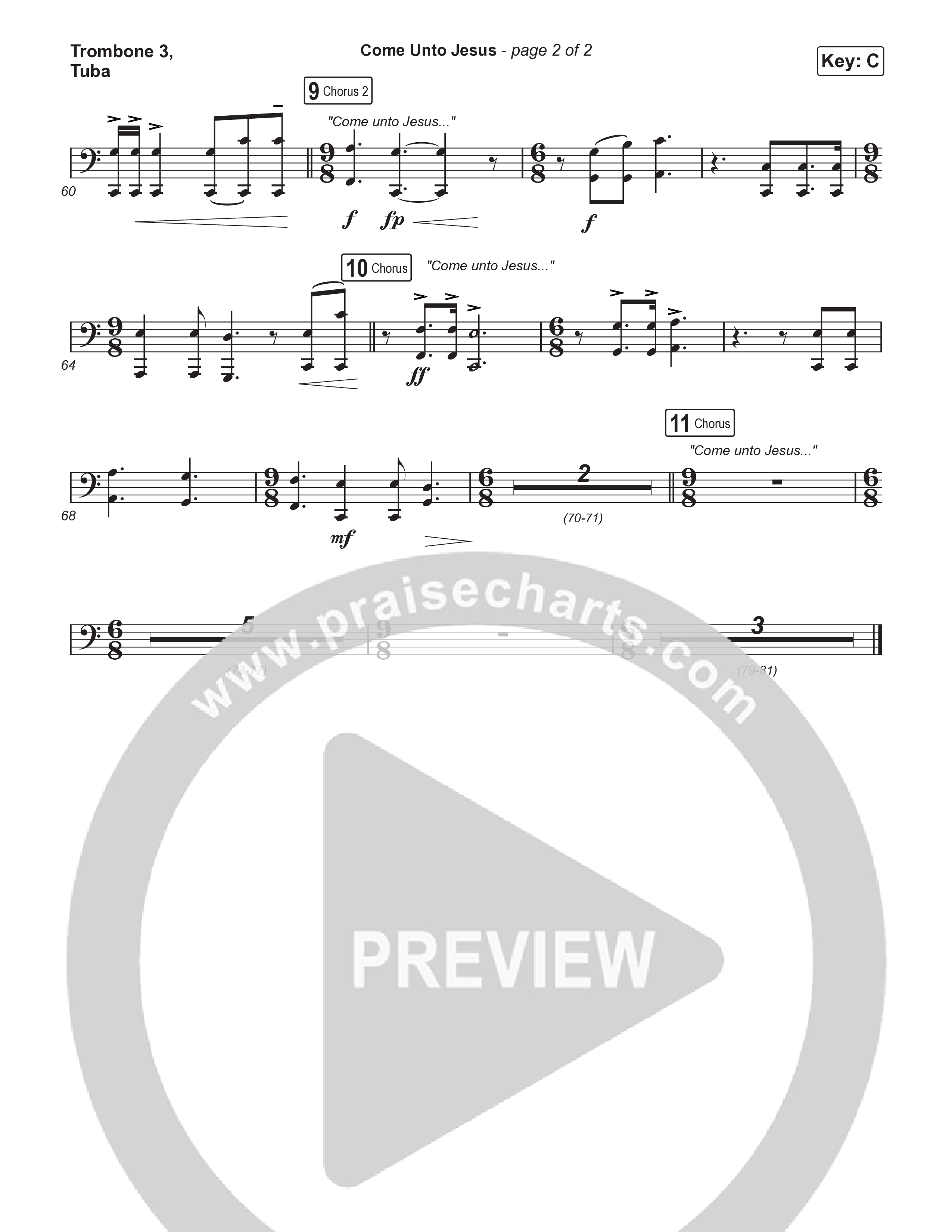 Come Unto Jesus (Sing It Now) Trombone 3/Tuba (Keith & Kristyn Getty / Laura Story / Jordan Kauflin / Arr. Luke Gambill)