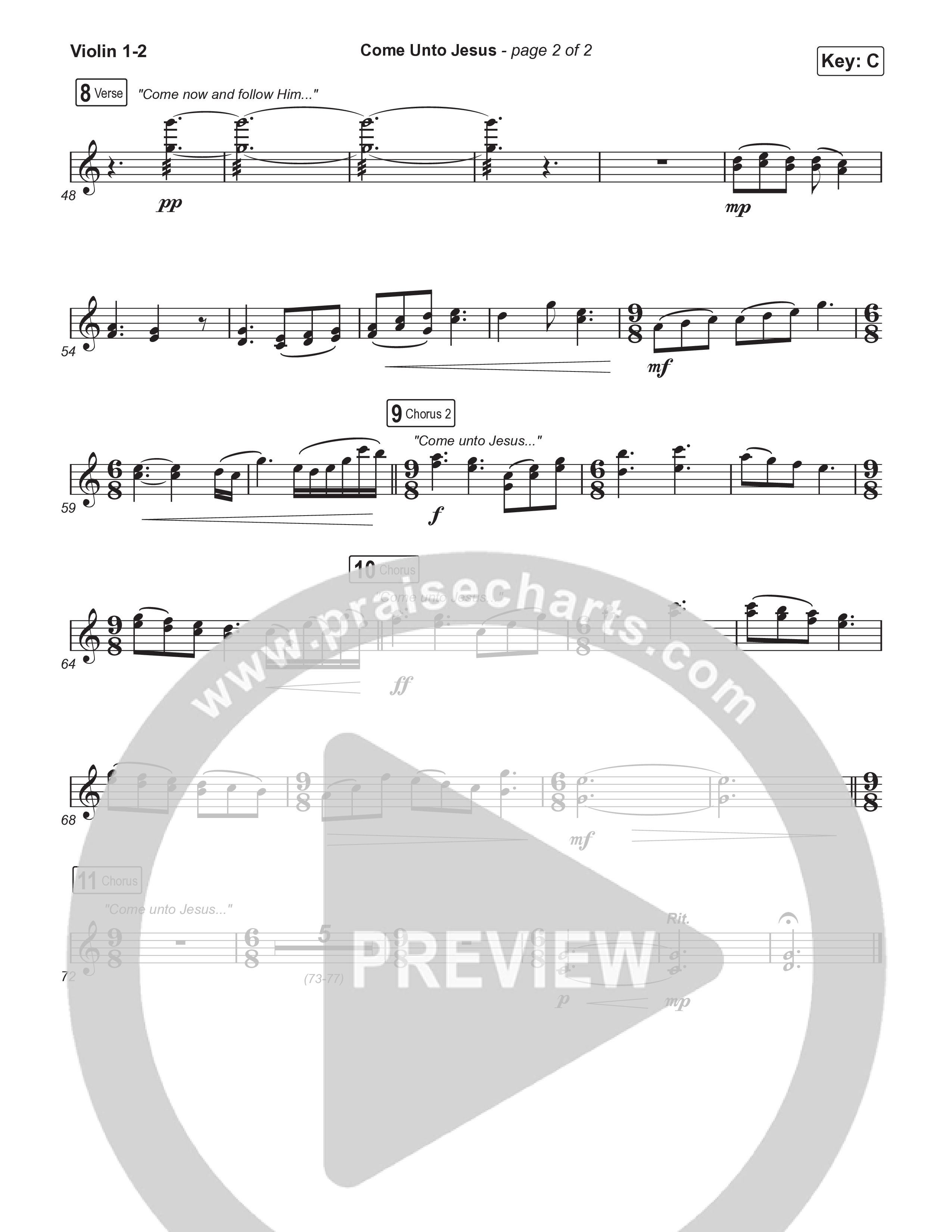 Come Unto Jesus (Sing It Now) Violin 1/2 (Keith & Kristyn Getty / Laura Story / Jordan Kauflin / Arr. Luke Gambill)