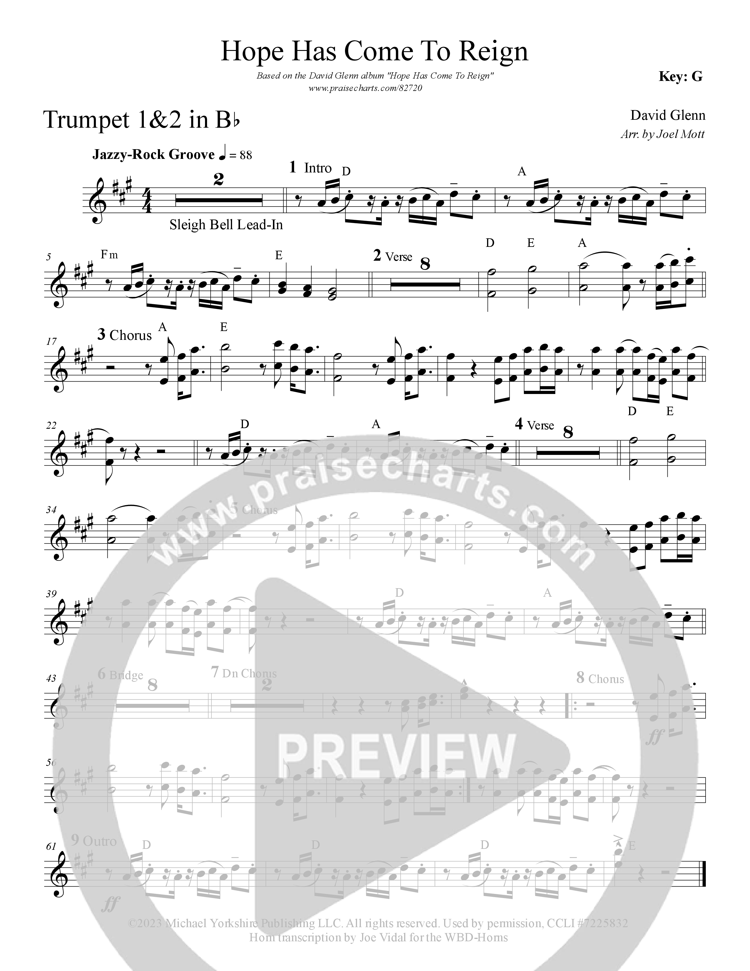 Hope Has Come To Reign Trumpet 1,2 (David Glenn)