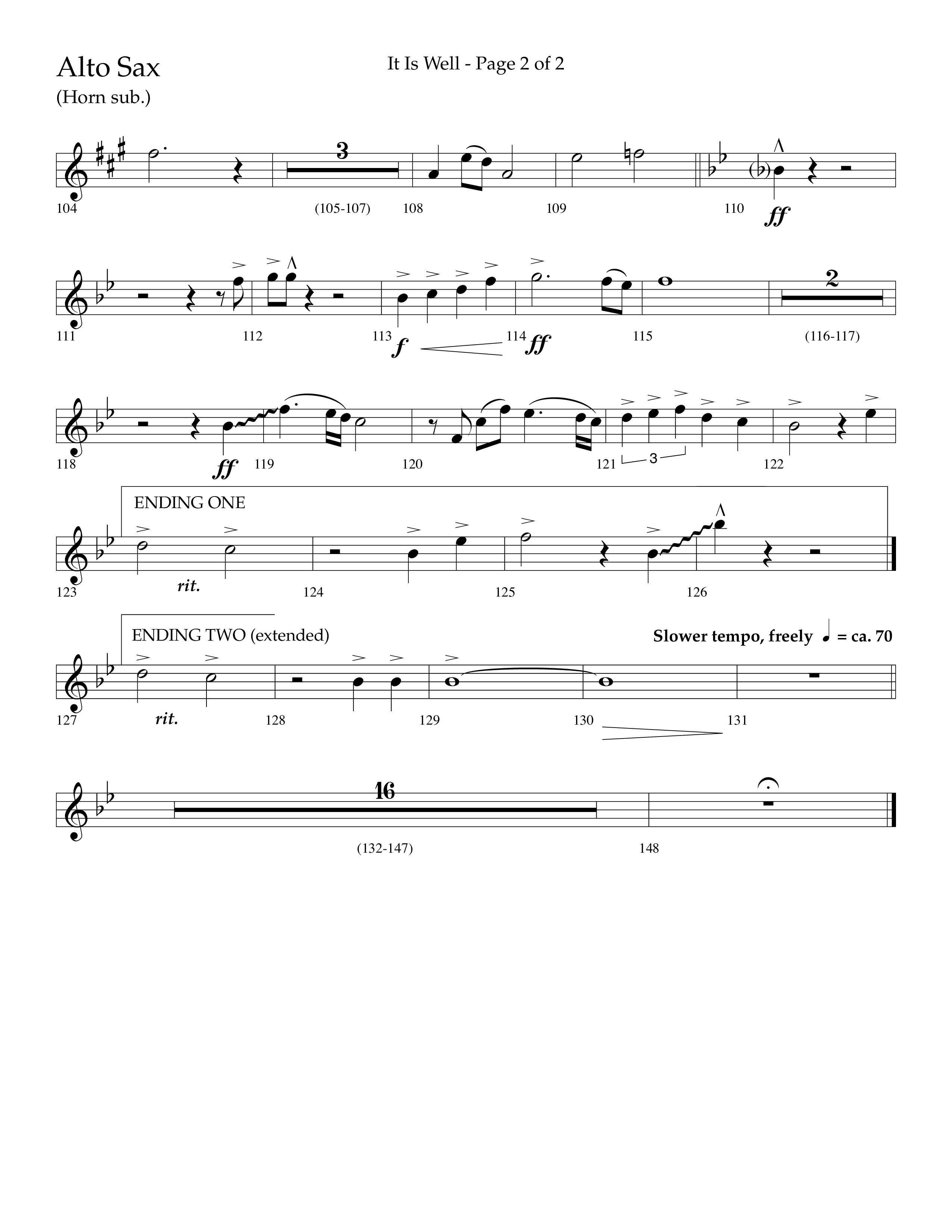 It Is Well (Choral Anthem SATB) Alto Sax (Lifeway Choral / Arr. Cliff Duren)