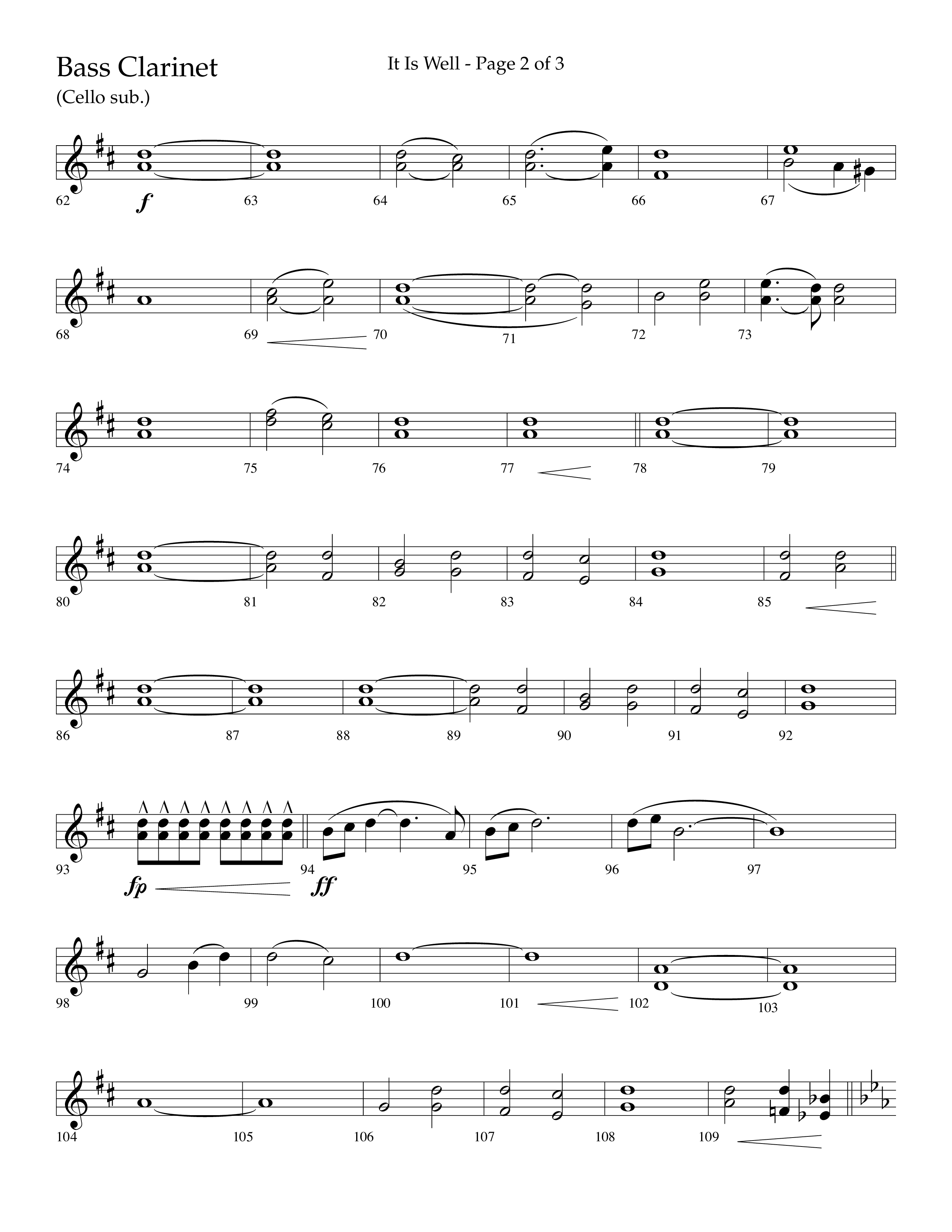 It Is Well (Choral Anthem SATB) Bass Clarinet (Lifeway Choral / Arr. Cliff Duren)