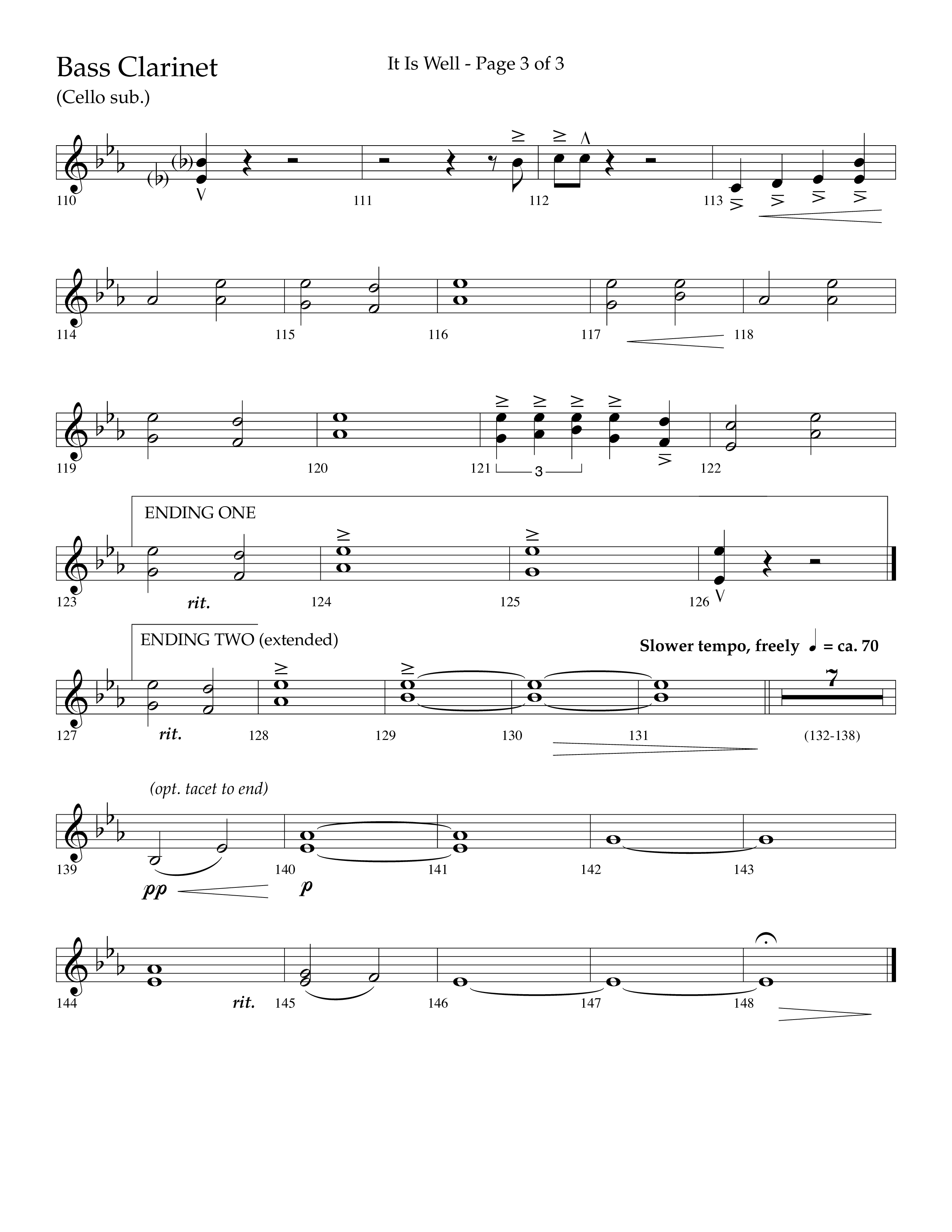 It Is Well (Choral Anthem SATB) Bass Clarinet (Lifeway Choral / Arr. Cliff Duren)