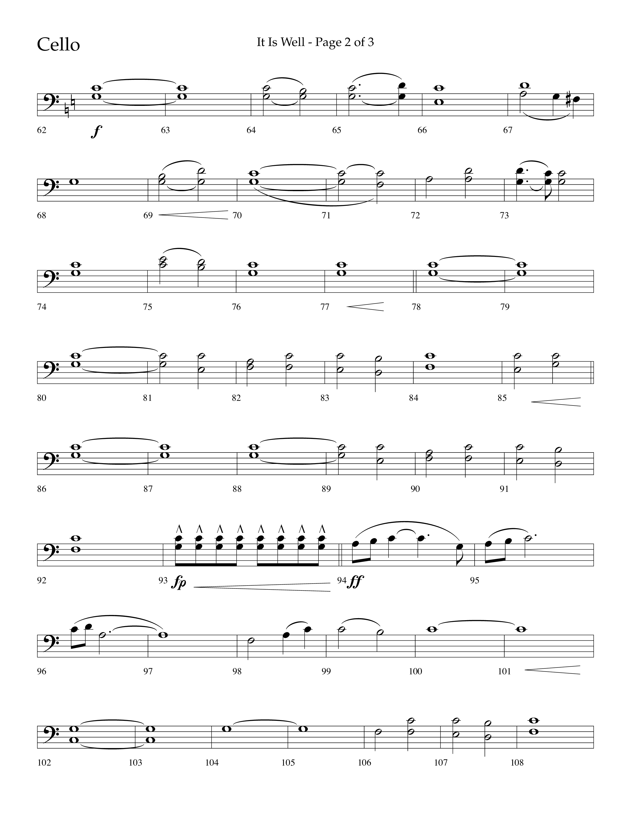 It Is Well (Choral Anthem SATB) Cello (Lifeway Choral / Arr. Cliff Duren)