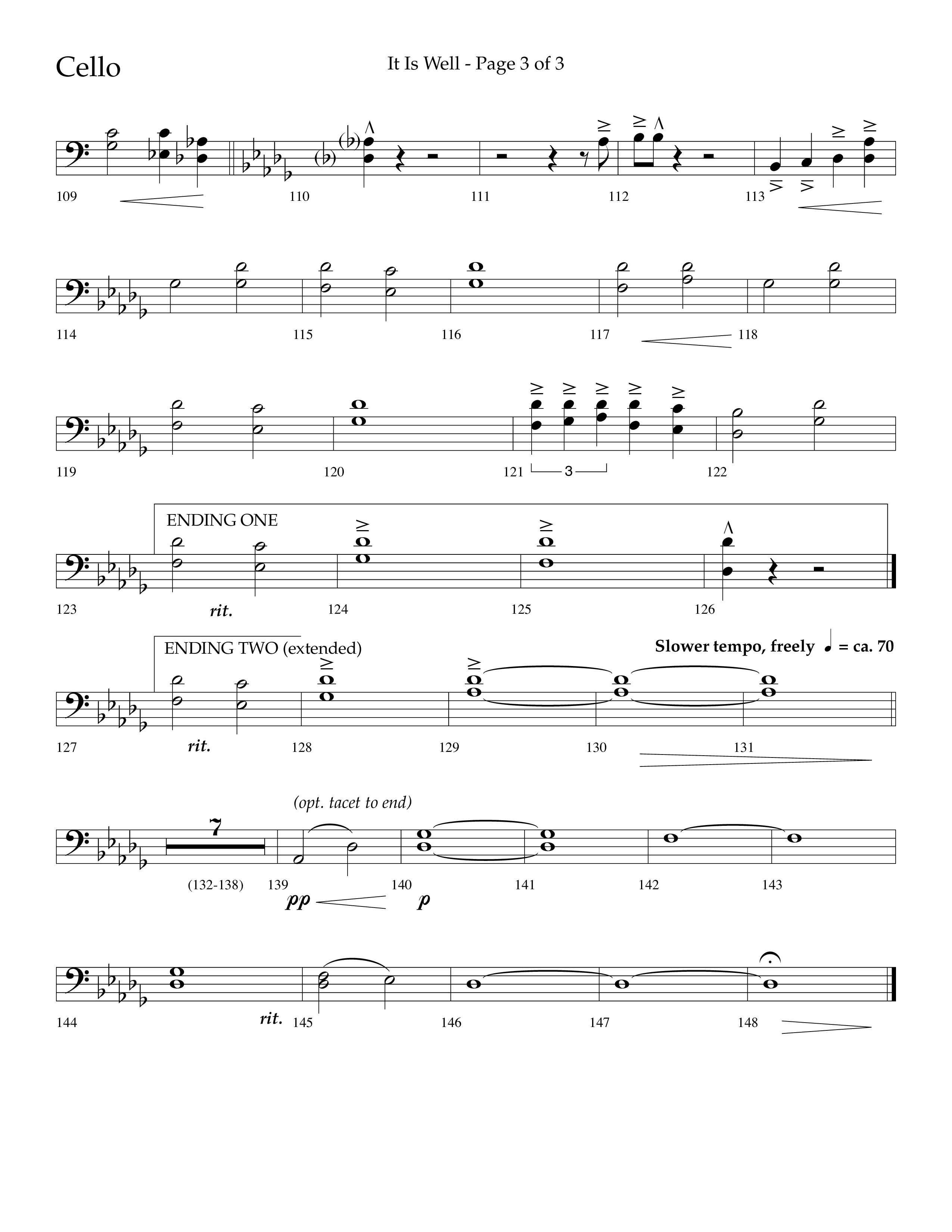 It Is Well (Choral Anthem SATB) Cello (Lifeway Choral / Arr. Cliff Duren)