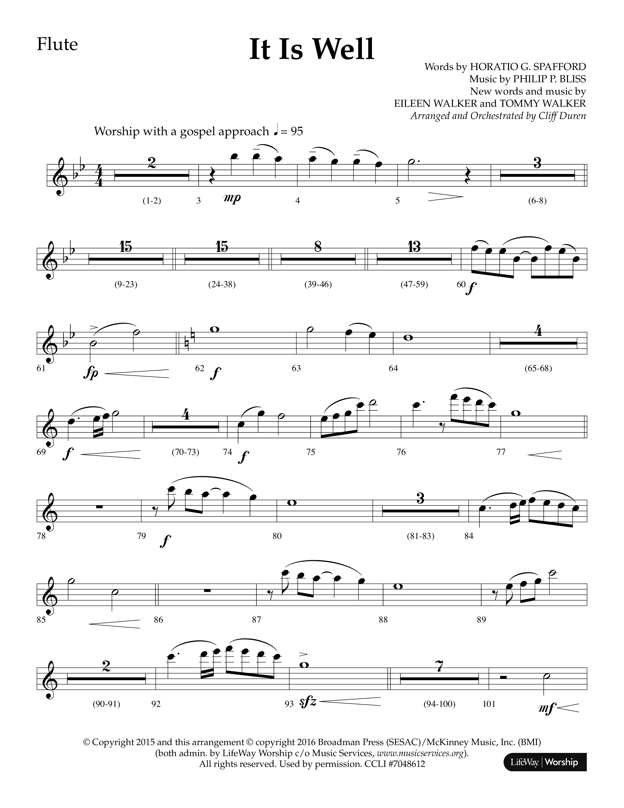 It Is Well (Choral Anthem SATB) Flute (Lifeway Choral / Arr. Cliff Duren)