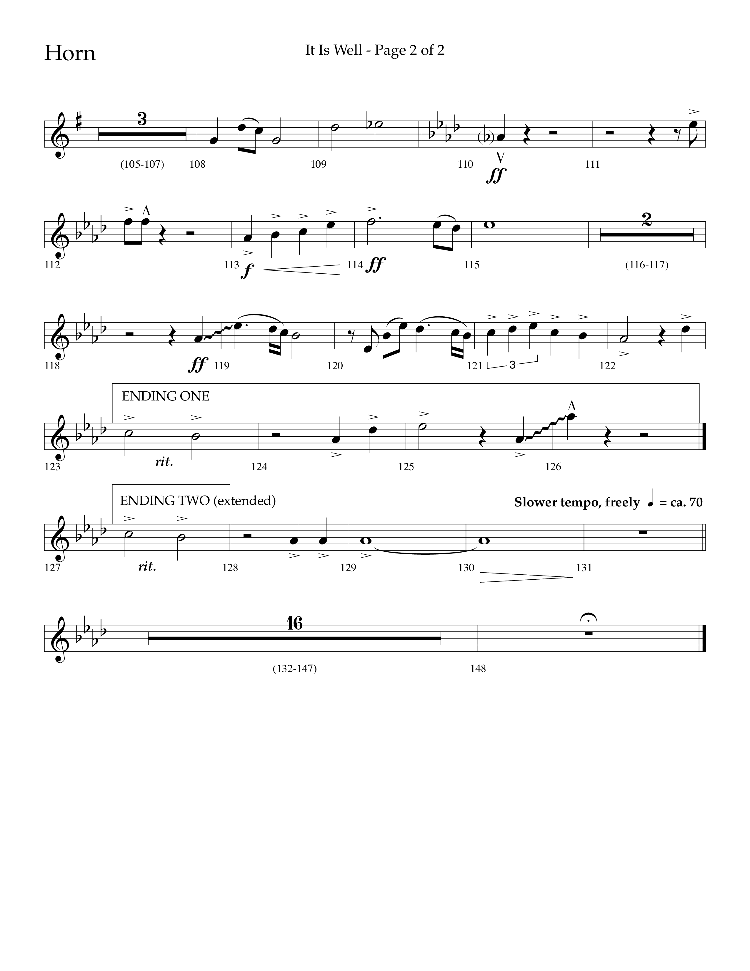 It Is Well (Choral Anthem SATB) French Horn (Lifeway Choral / Arr. Cliff Duren)