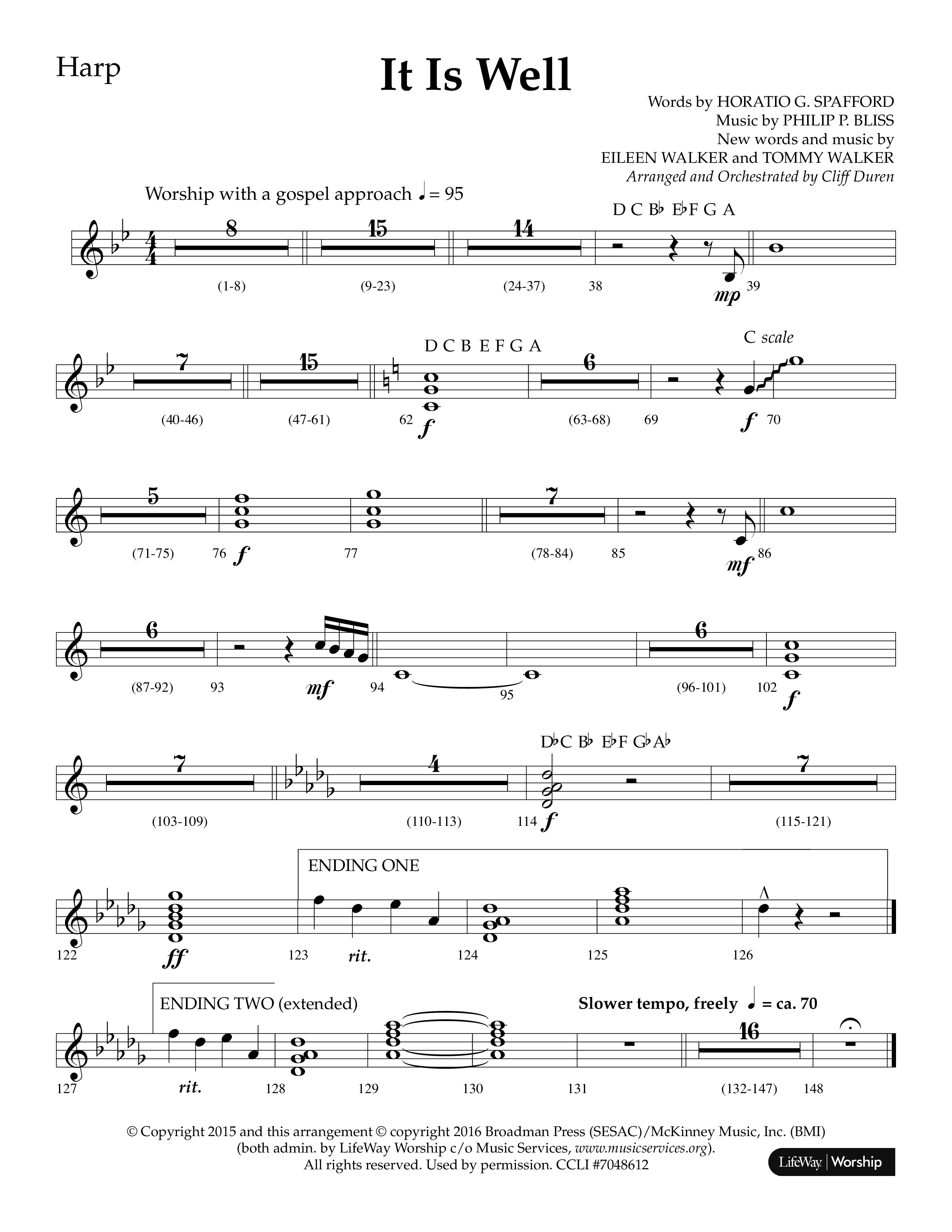 It Is Well (Choral Anthem SATB) Harp (Lifeway Choral / Arr. Cliff Duren)
