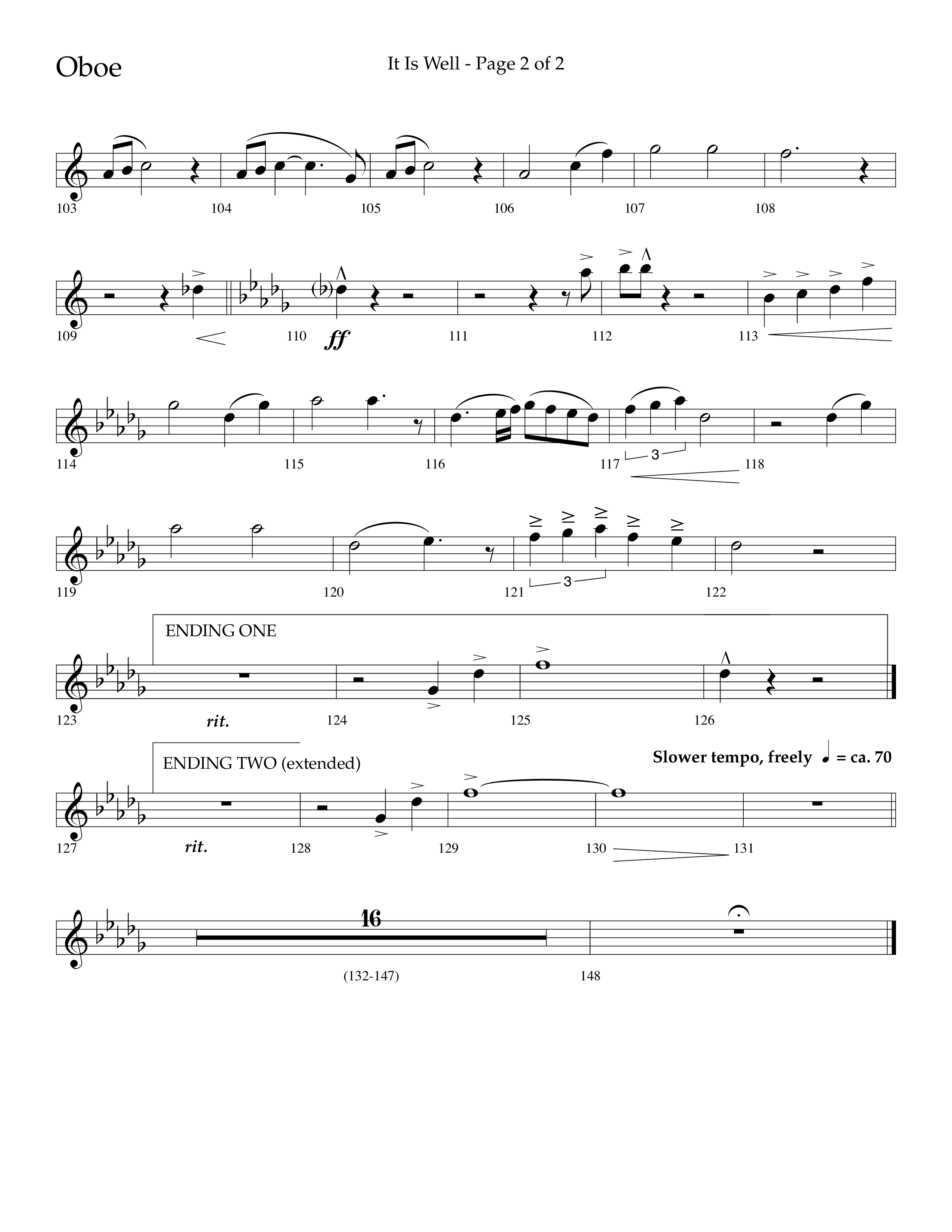 It Is Well (Choral Anthem SATB) Oboe (Lifeway Choral / Arr. Cliff Duren)