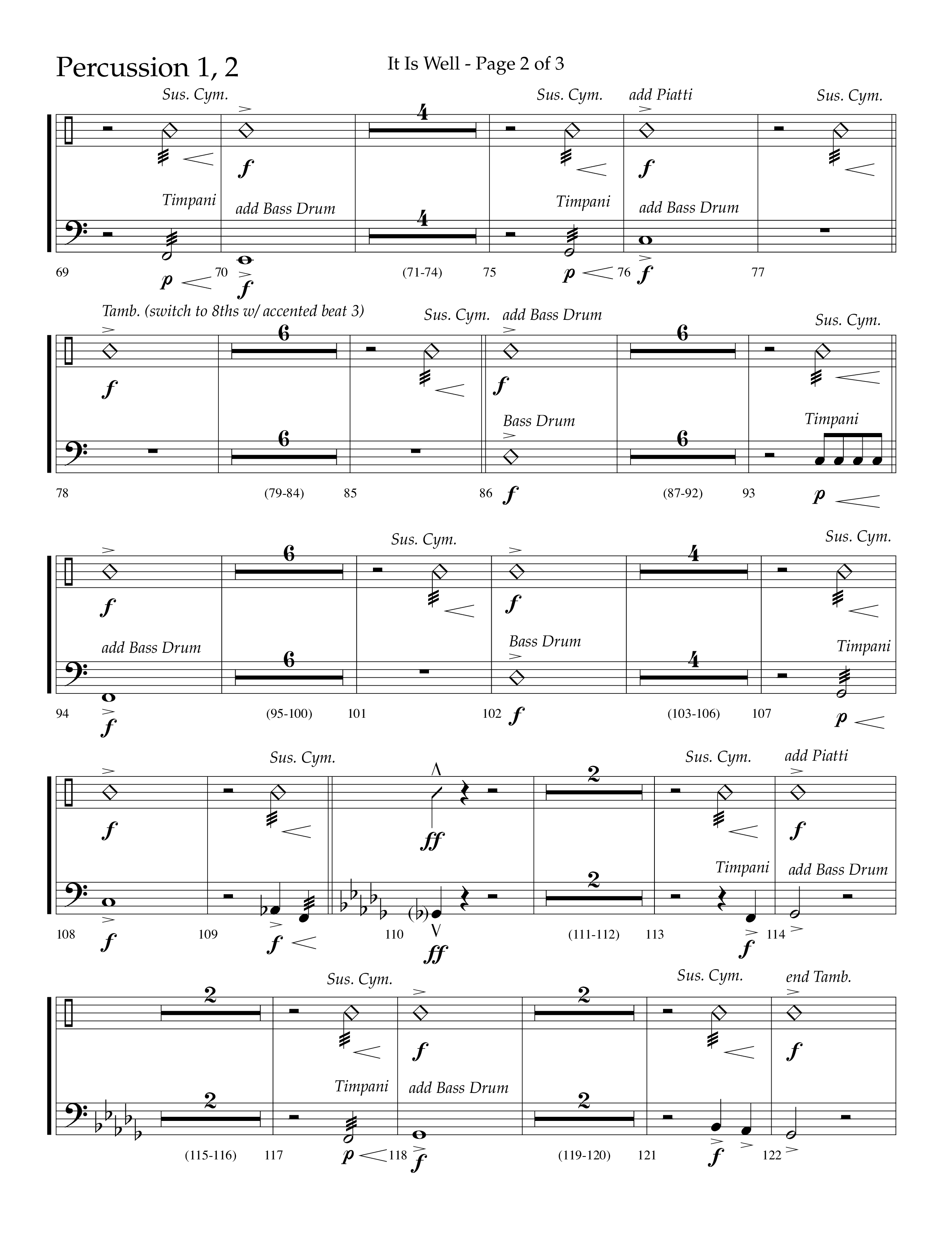 It Is Well (Choral Anthem SATB) Percussion 1/2 (Lifeway Choral / Arr. Cliff Duren)