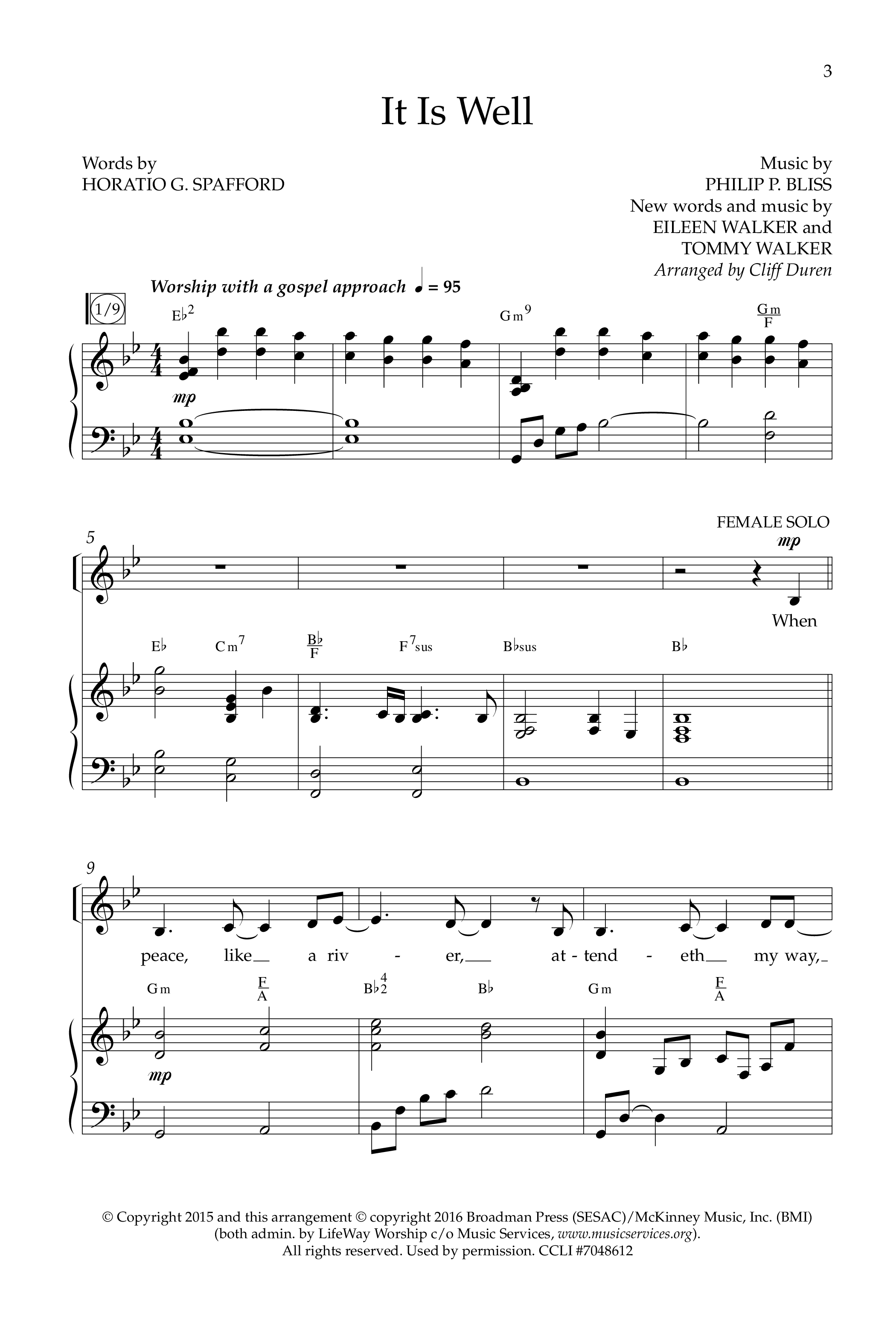 It Is Well (Choral Anthem SATB) Anthem (SATB/Piano) (Lifeway Choral / Arr. Cliff Duren)