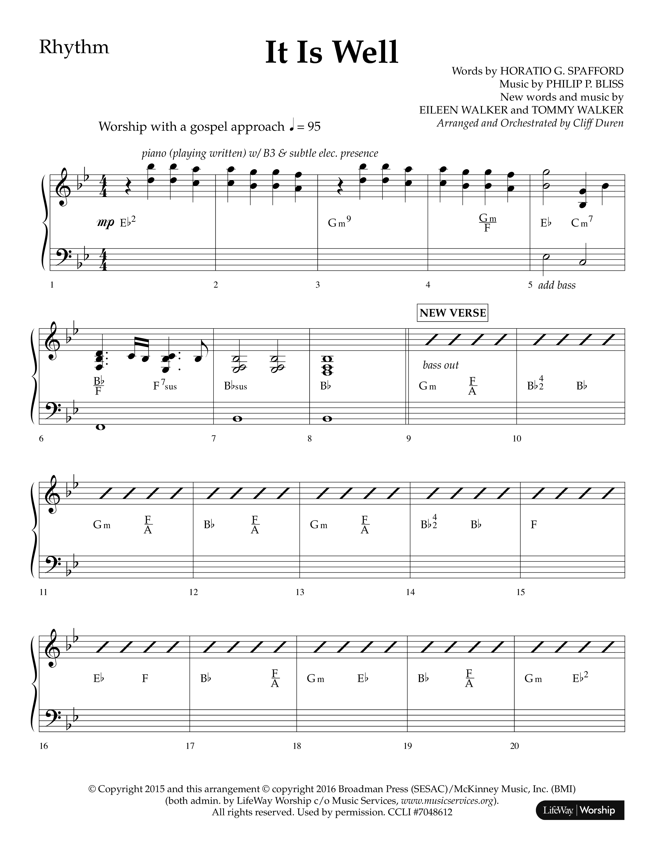 It Is Well (Choral Anthem SATB) Lead Melody & Rhythm (Lifeway Choral / Arr. Cliff Duren)