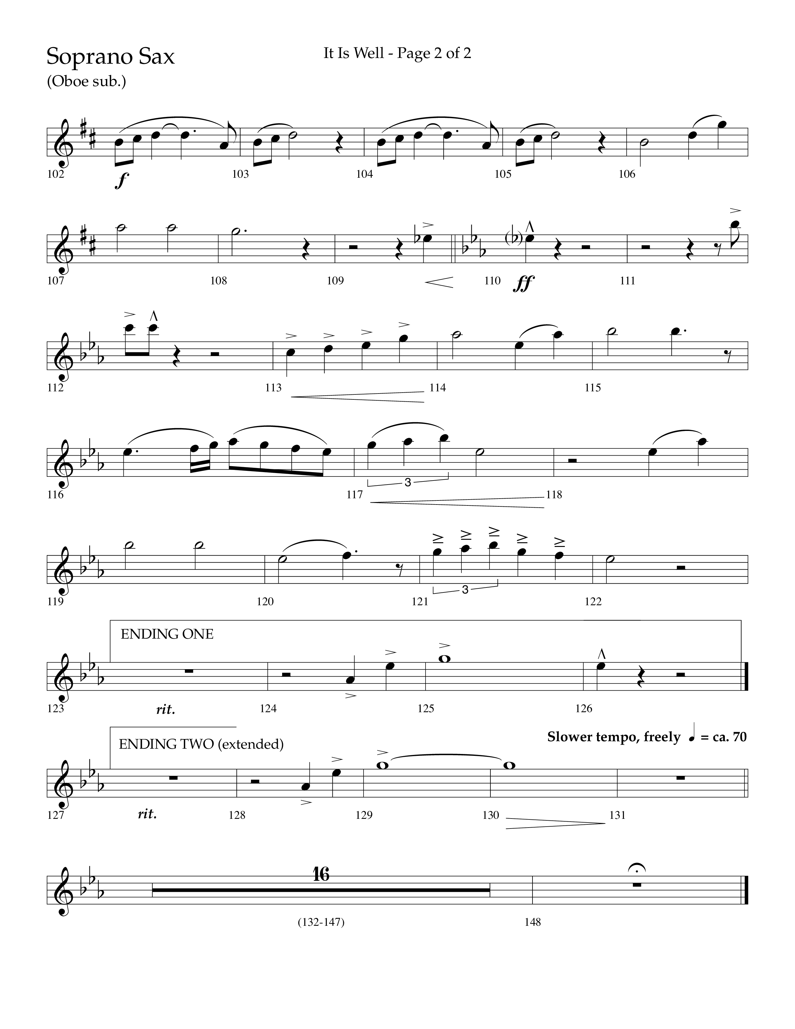 It Is Well (Choral Anthem SATB) Soprano Sax (Lifeway Choral / Arr. Cliff Duren)