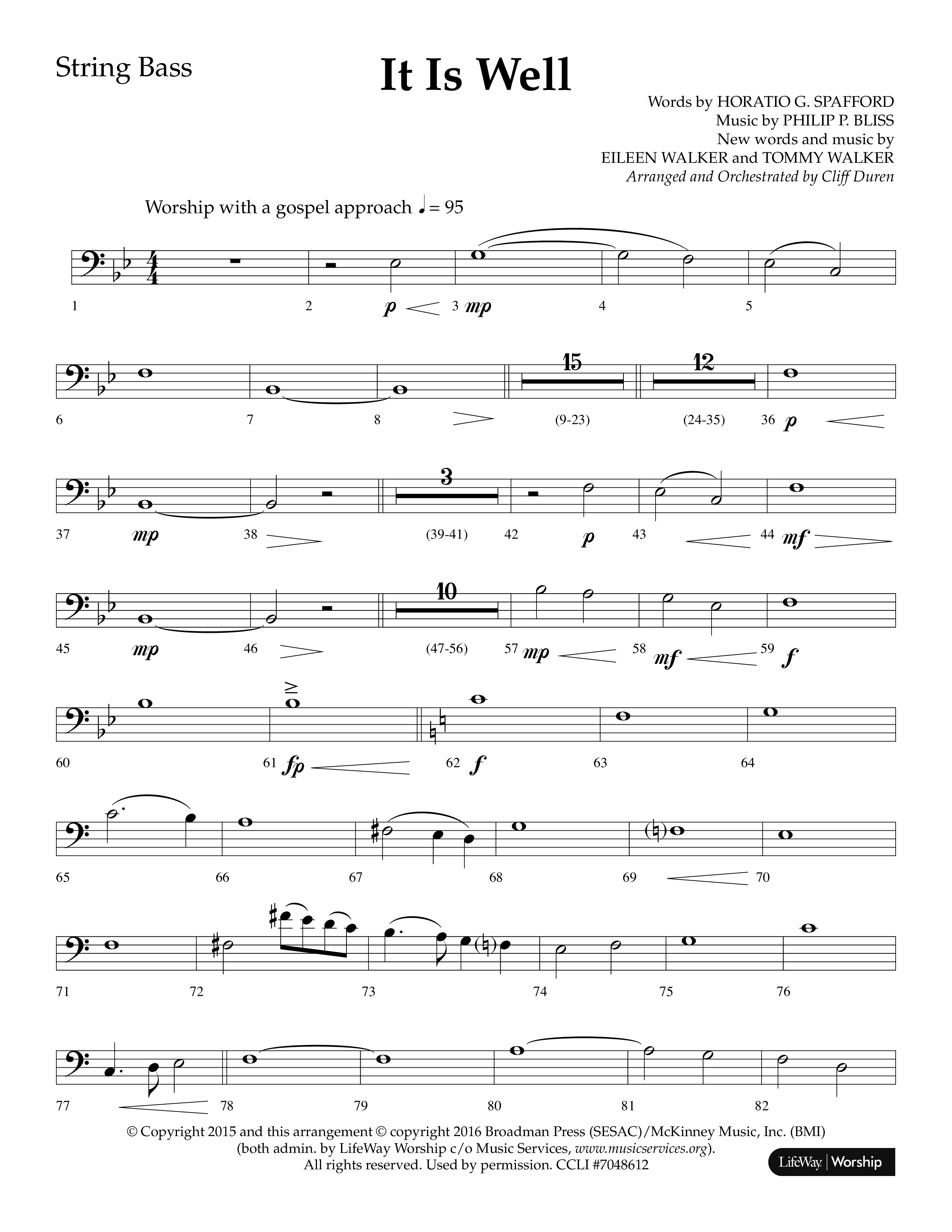It Is Well (Choral Anthem SATB) String Bass (Lifeway Choral / Arr. Cliff Duren)