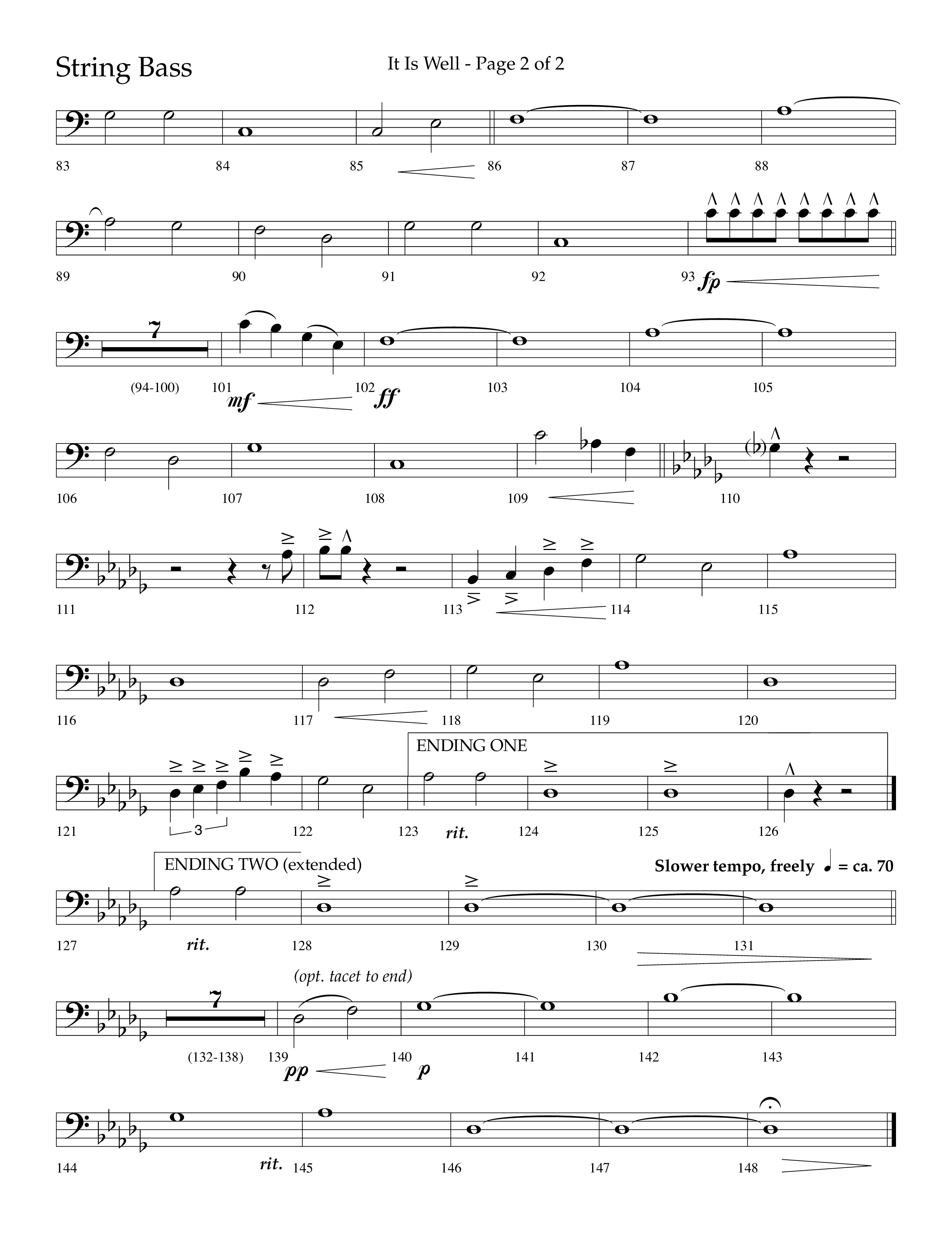 It Is Well (Choral Anthem SATB) String Bass (Lifeway Choral / Arr. Cliff Duren)