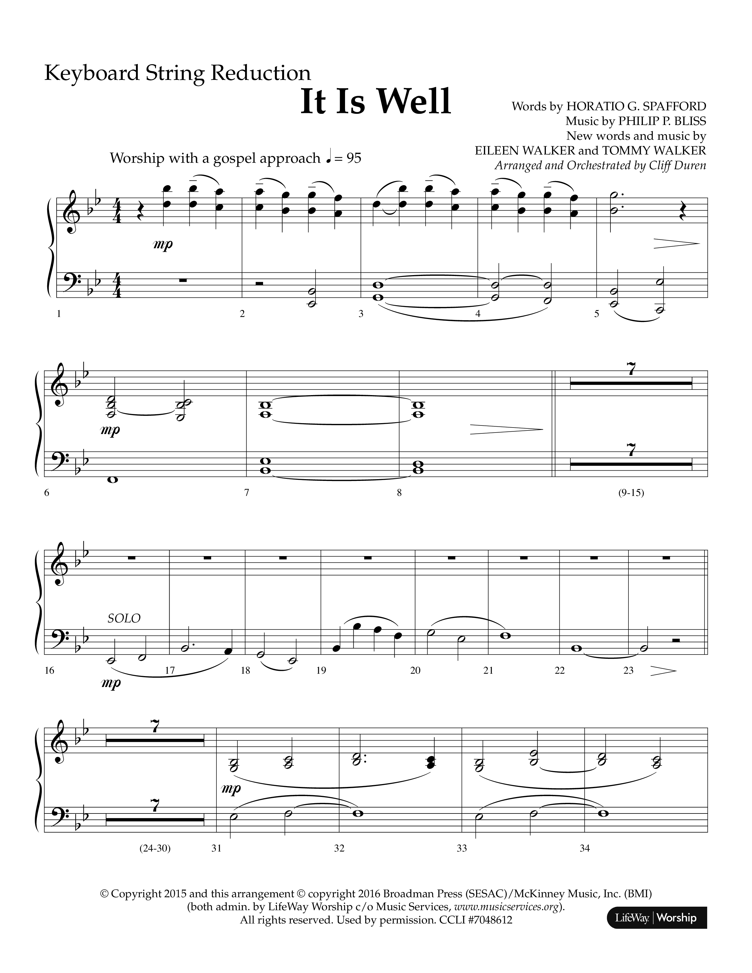 It Is Well (Choral Anthem SATB) String Reduction (Lifeway Choral / Arr. Cliff Duren)
