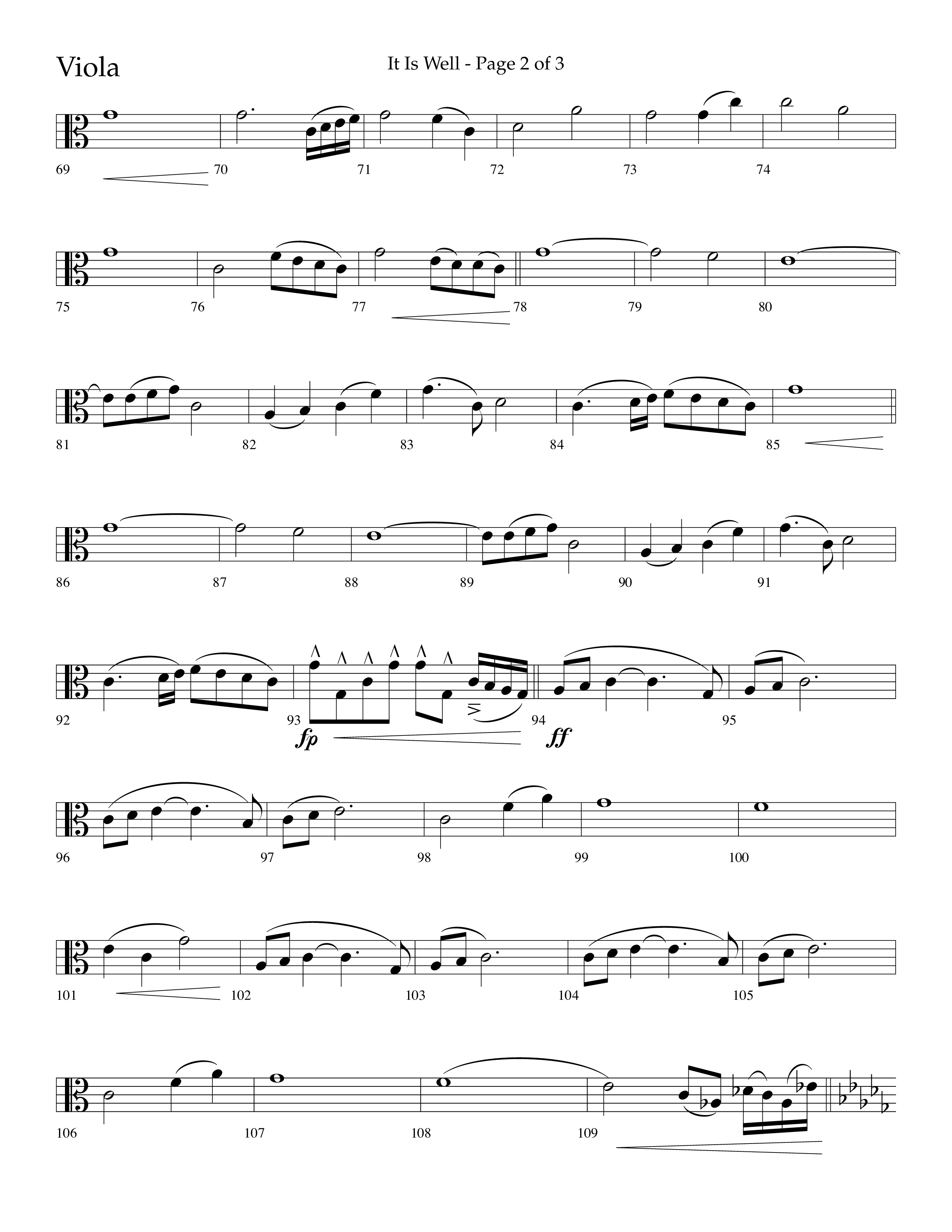 It Is Well (Choral Anthem SATB) Viola (Lifeway Choral / Arr. Cliff Duren)