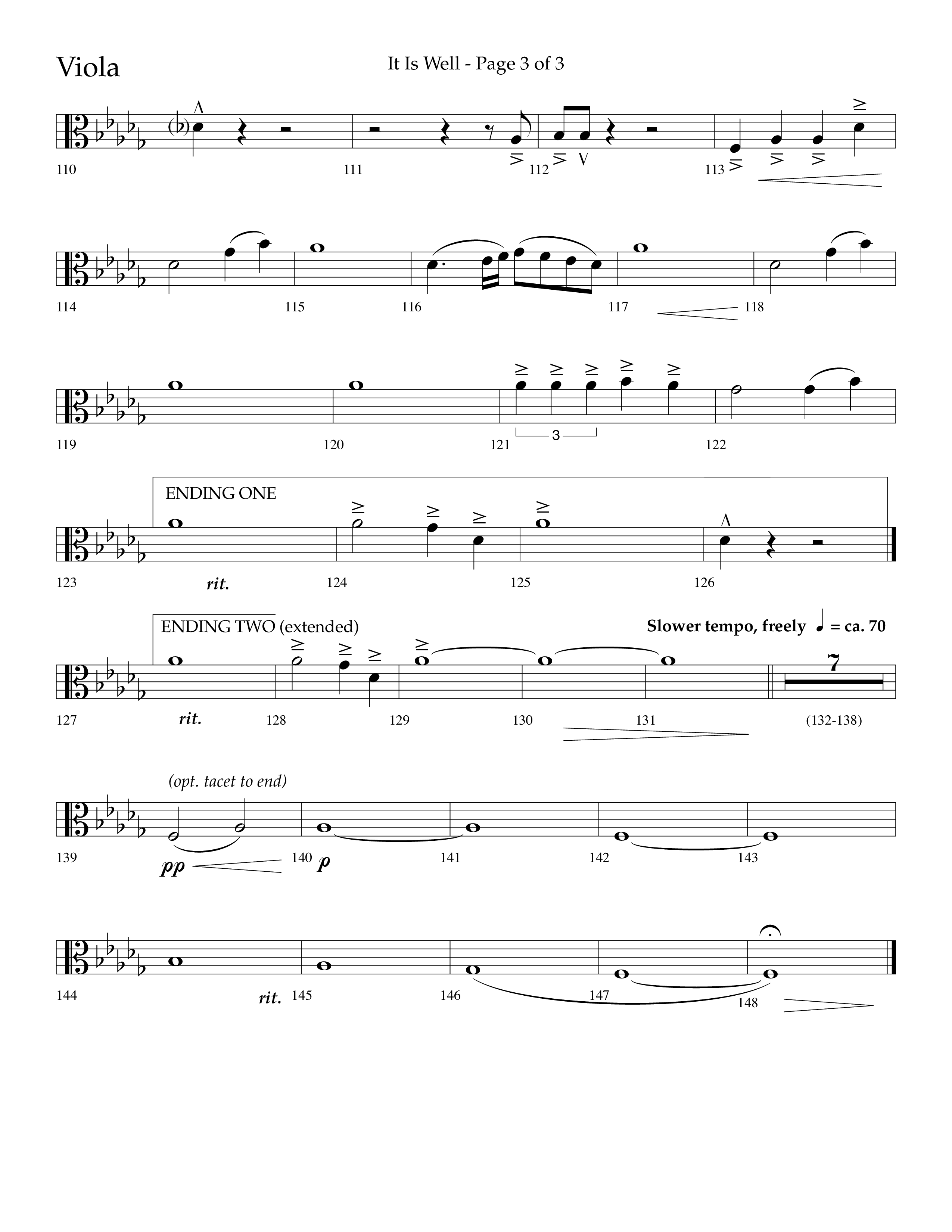 It Is Well (Choral Anthem SATB) Viola (Lifeway Choral / Arr. Cliff Duren)